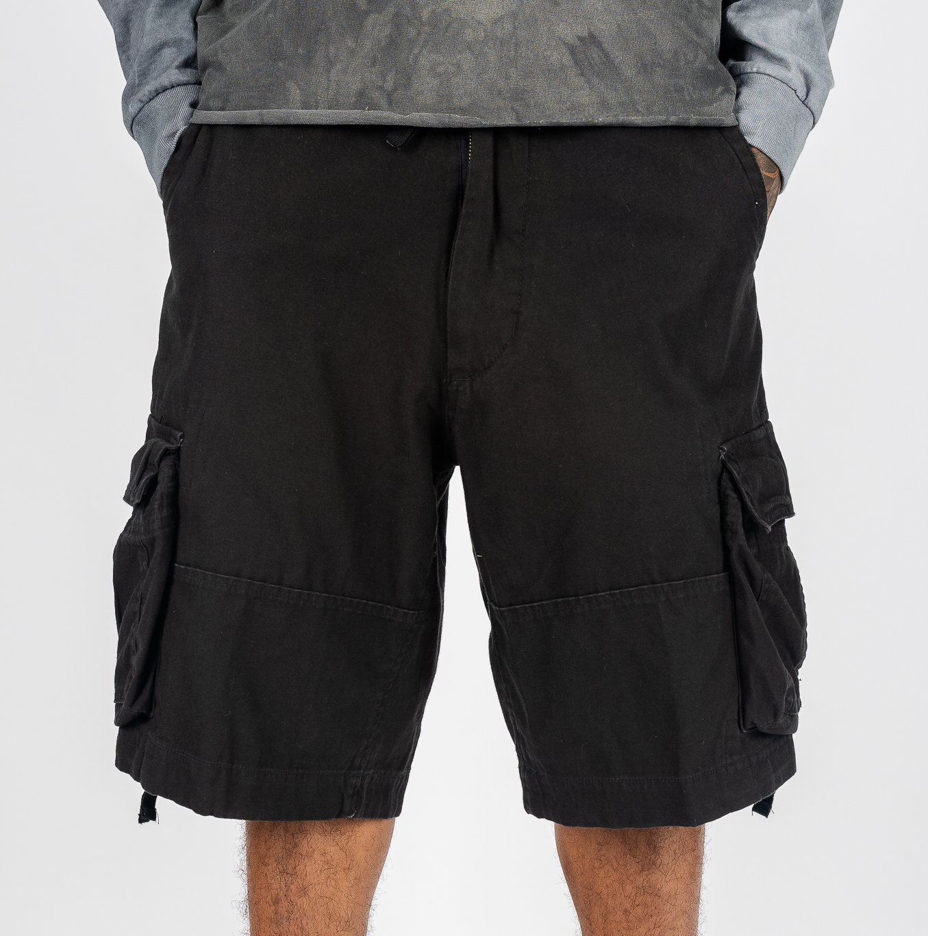 Vintage Utility Cargo Shorts in Black