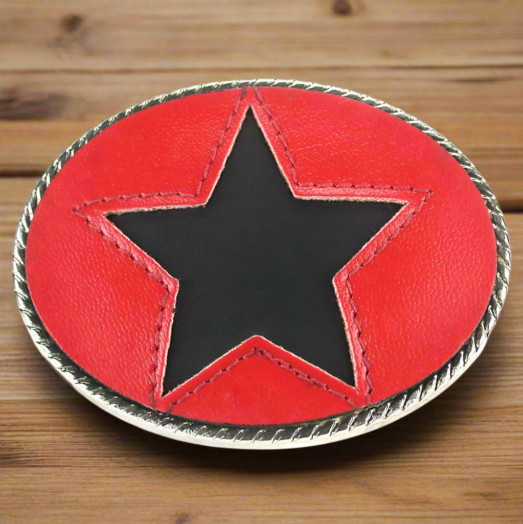 Cut Out Star Belt Buckle - Red