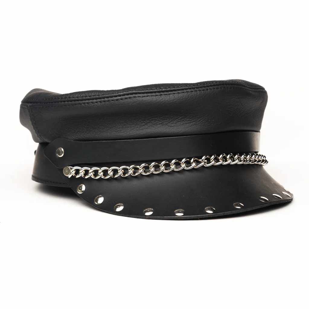 Biker Cap Soft Studded Flat Cap