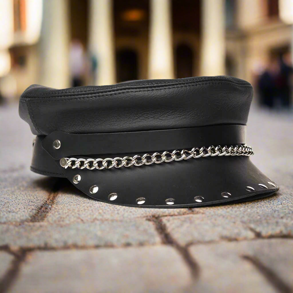 Biker Cap Soft Studded Flat Cap