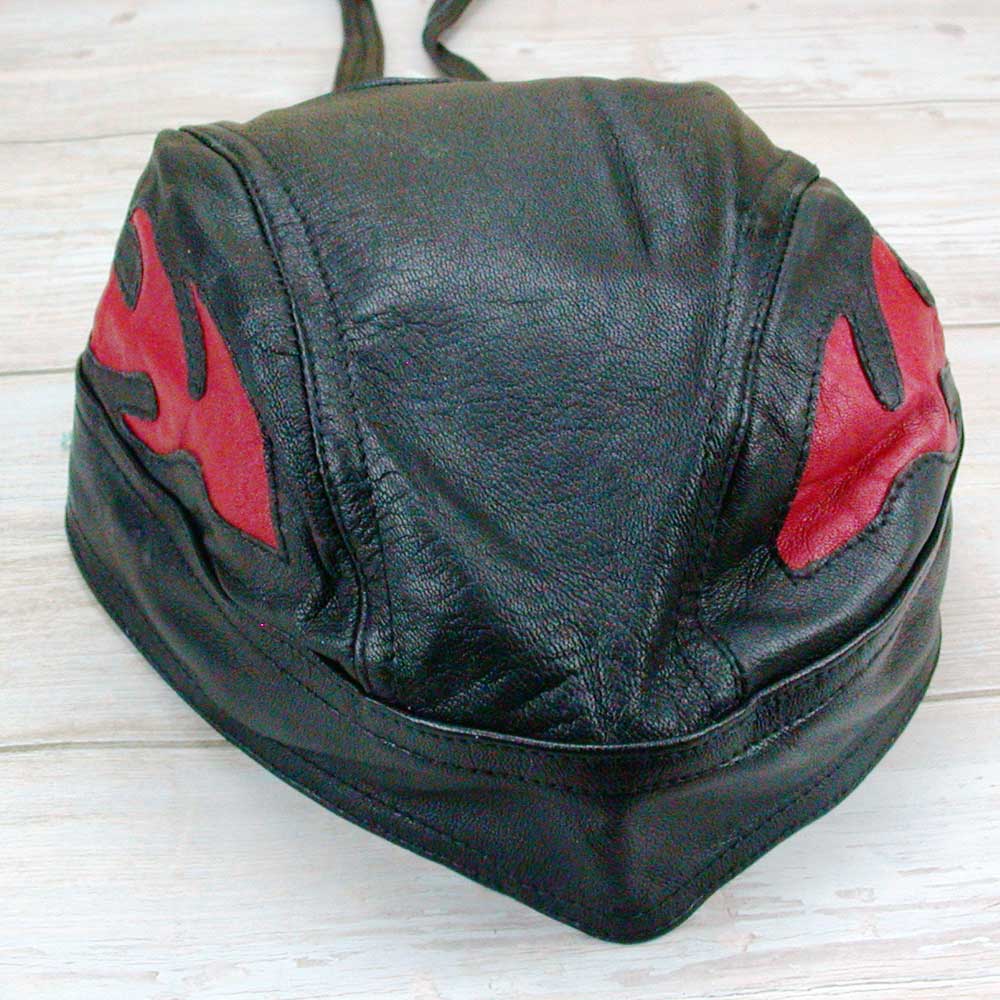 Leather Head Scarf With Flames - Stylish & Durable