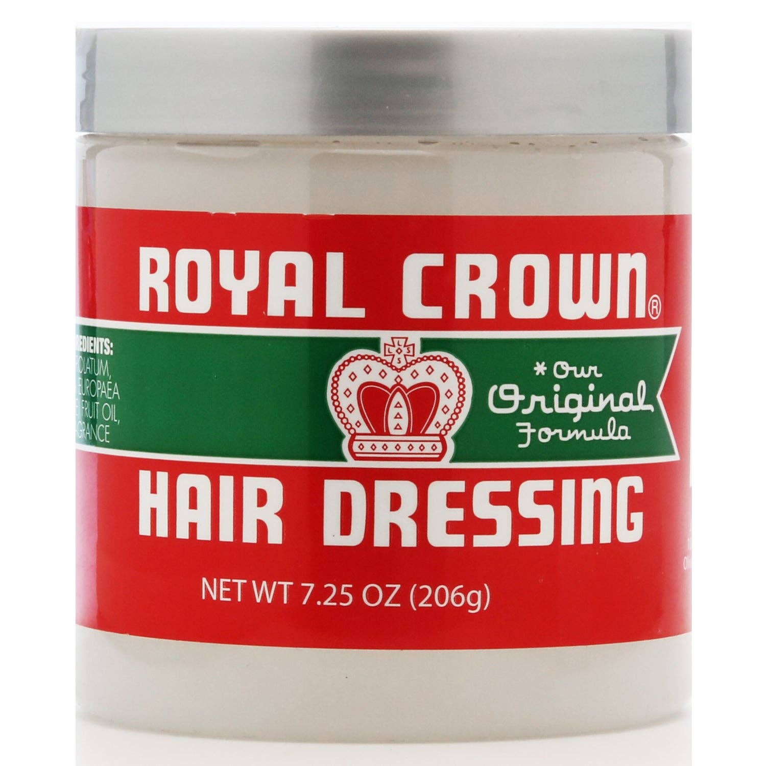Royal Crown Hair Dressing with the original formula, featuring a red and green label
