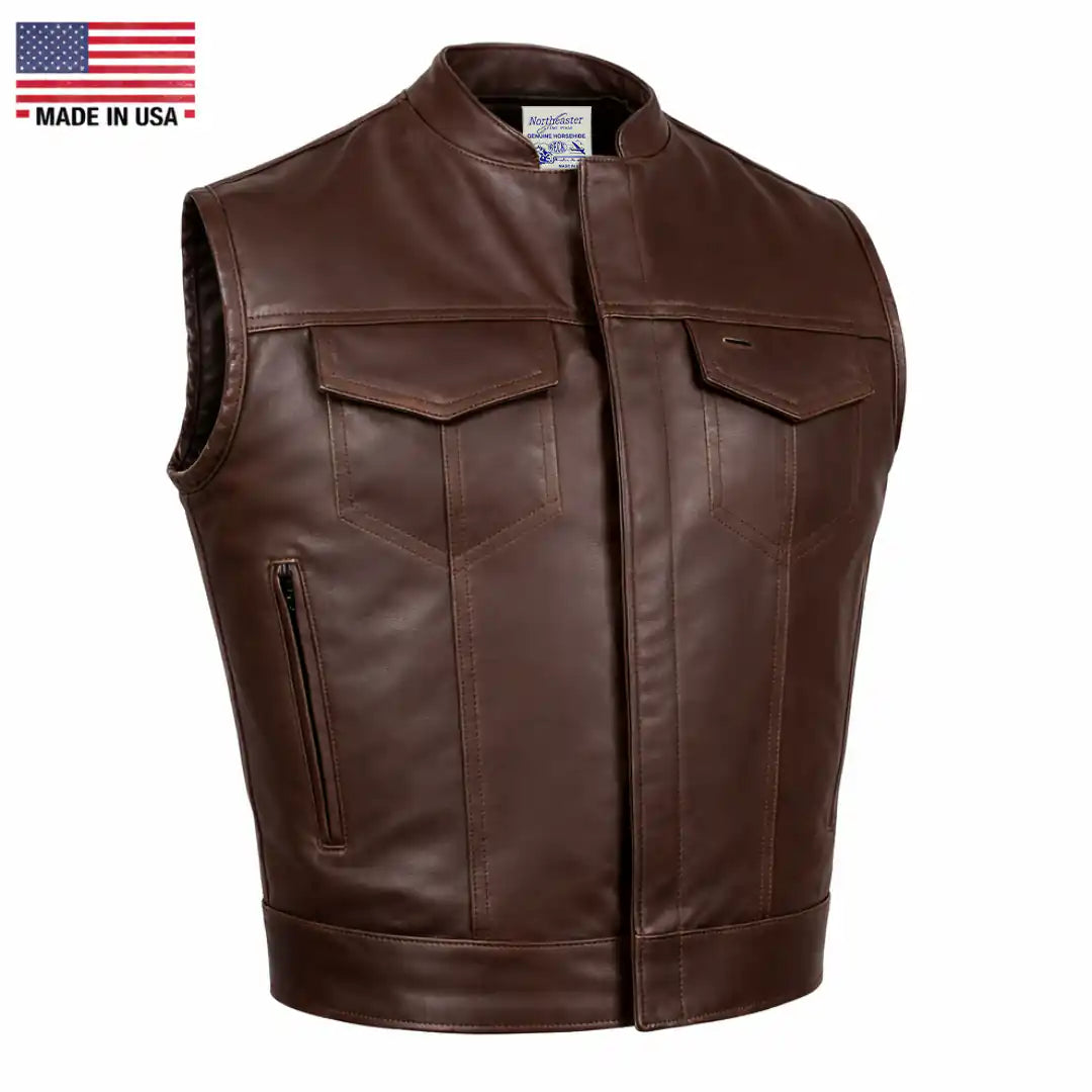 BECK® Men's 566 Brown Horsehide Leather Motorcycle Vest