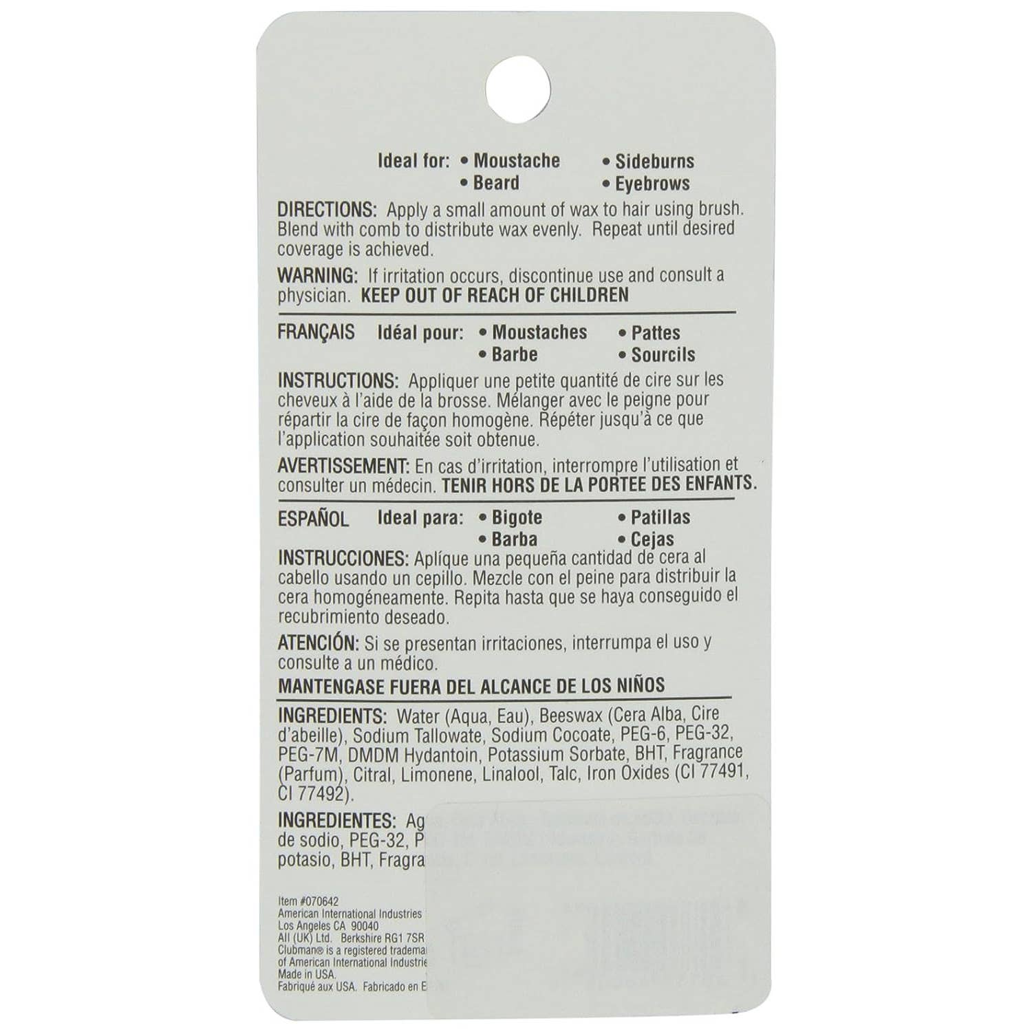 Clubman Moustache Wax - Chestnut