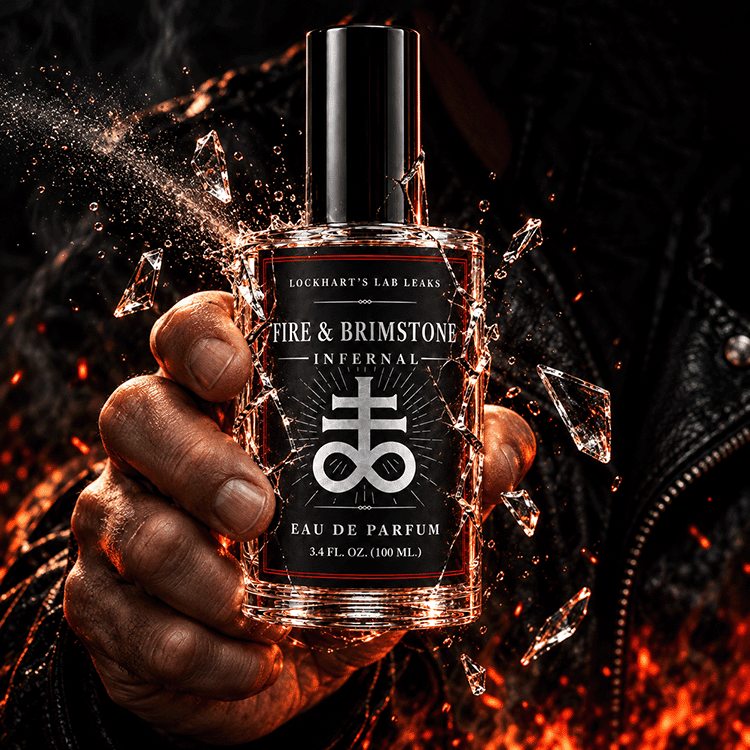 Fire and Brimstone - Infernal E.D.P. Men's Fragrance by Lockhart's Authentic displayed