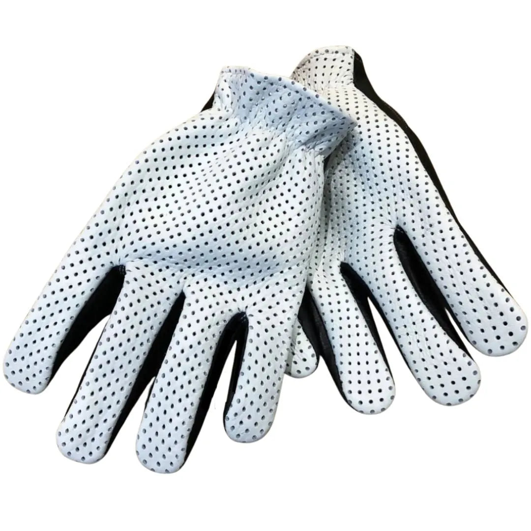 Legendary Holy Blanco Ventilated Short Wrist Motorcycle Gloves – White Top Black Bottom