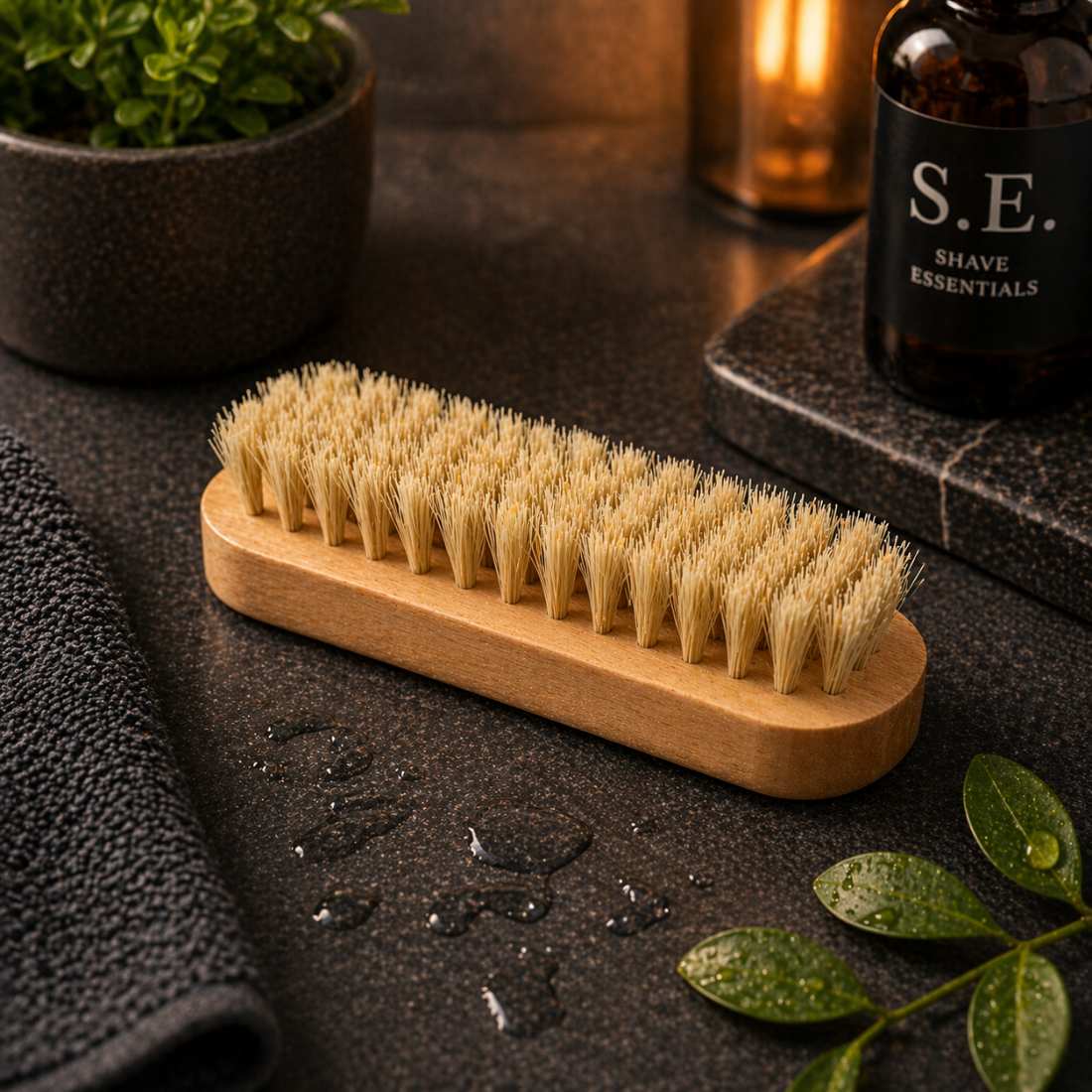 Wooden Nail Brush showing bristles