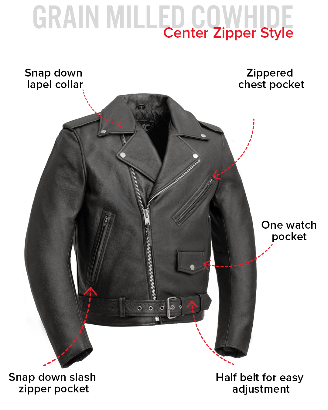 First Brand Superstar Men's Motorcycle Leather Jacket