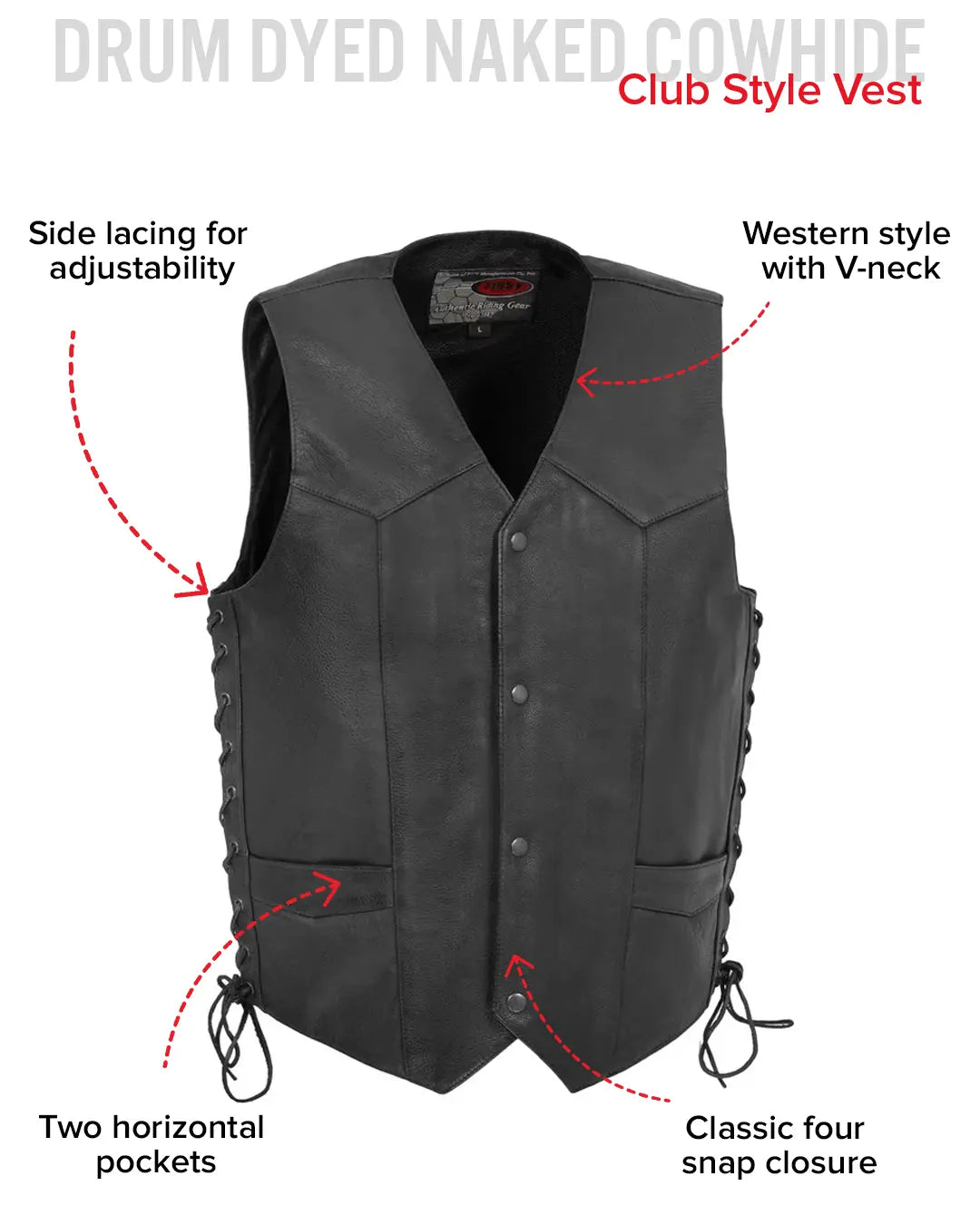 Rancher Men's Motorcycle Western Style Leather Vest