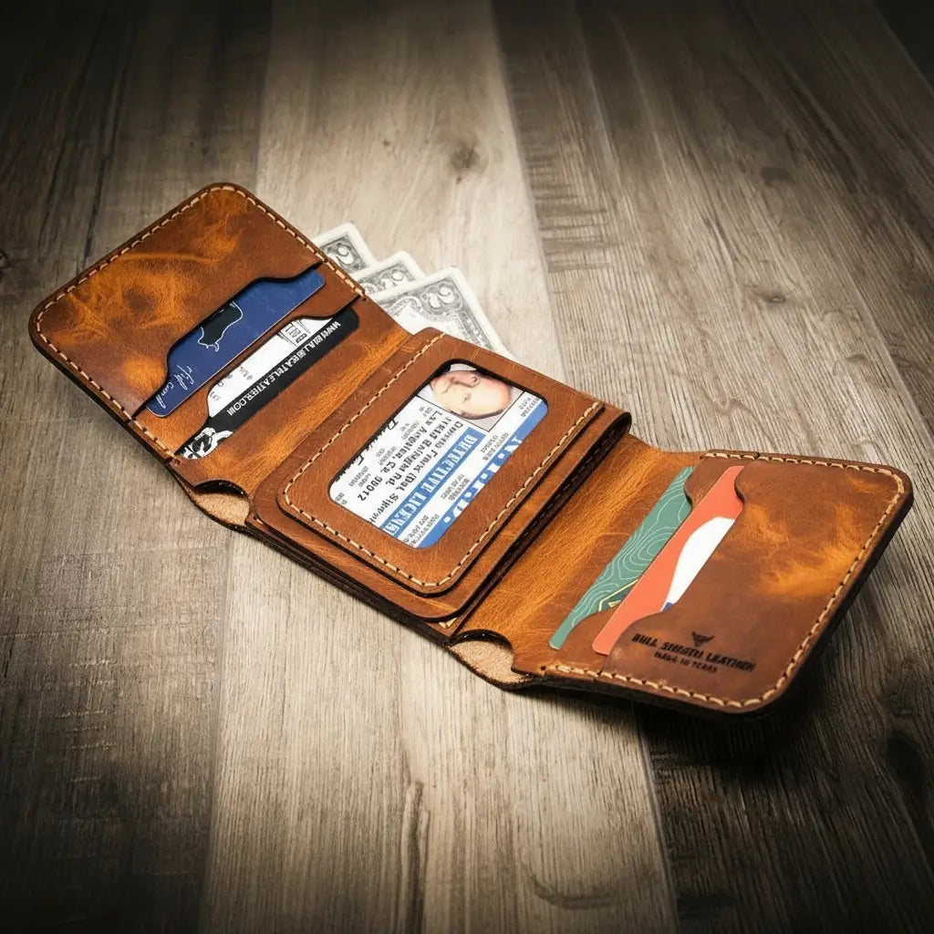 Police Badge Trifold Wallet by Bull Sheath Leather