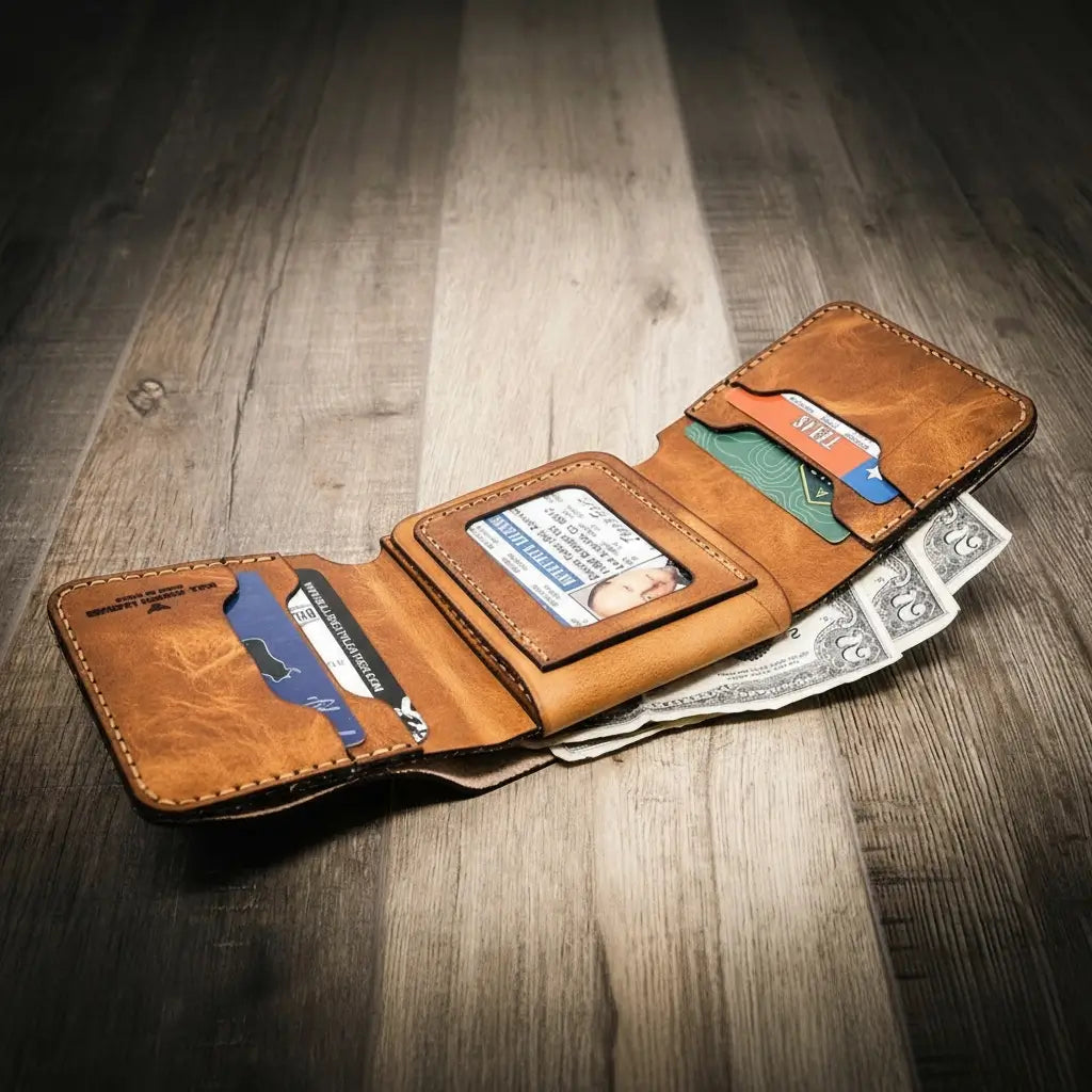 Police Badge Trifold Wallet by Bull Sheath Leather