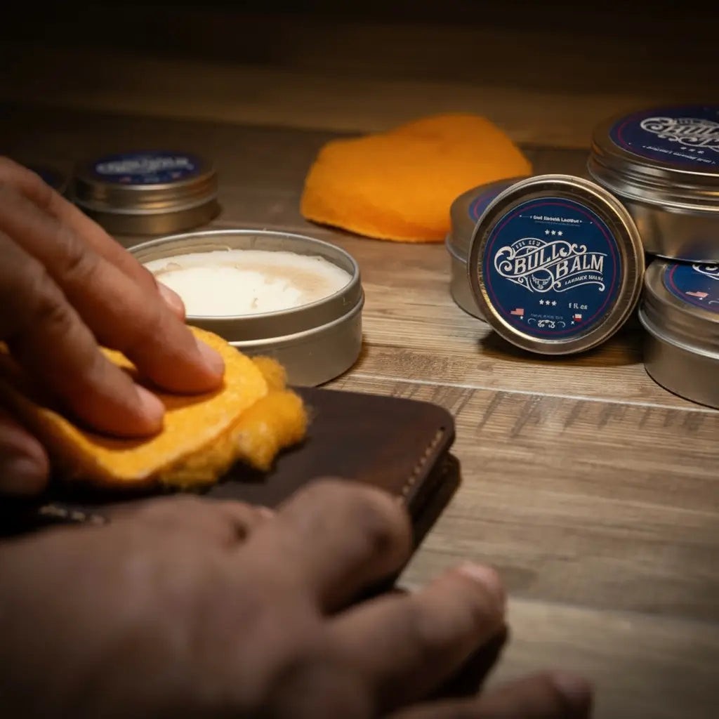 Bull Sheath Bull Balm Leather Conditioner — Leather Balm - in use