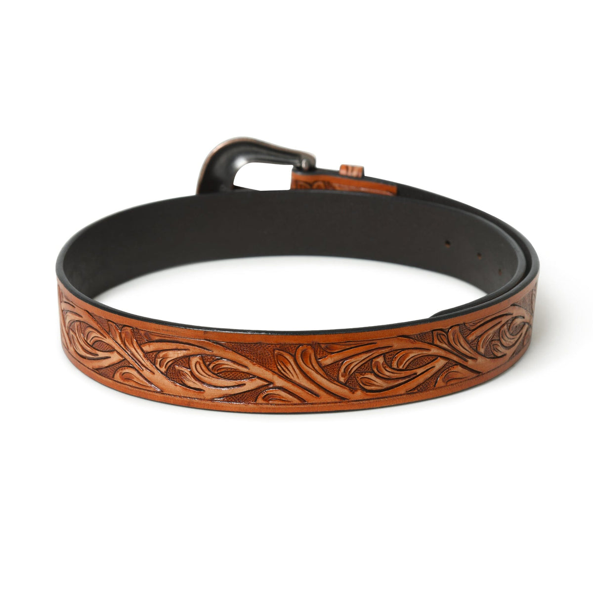 Western Cowboy Leather Belt - Brown back