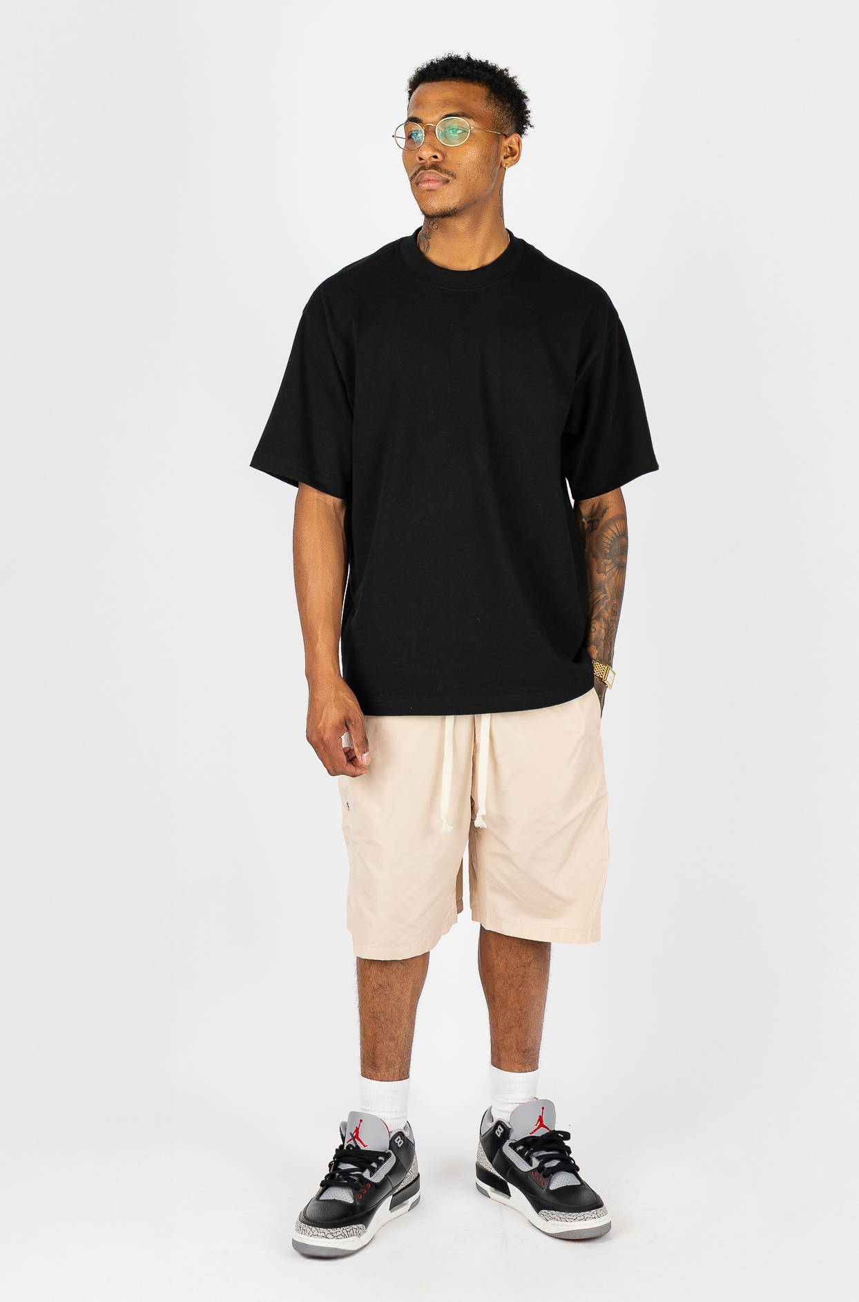 Side Snap Nylon Shorts