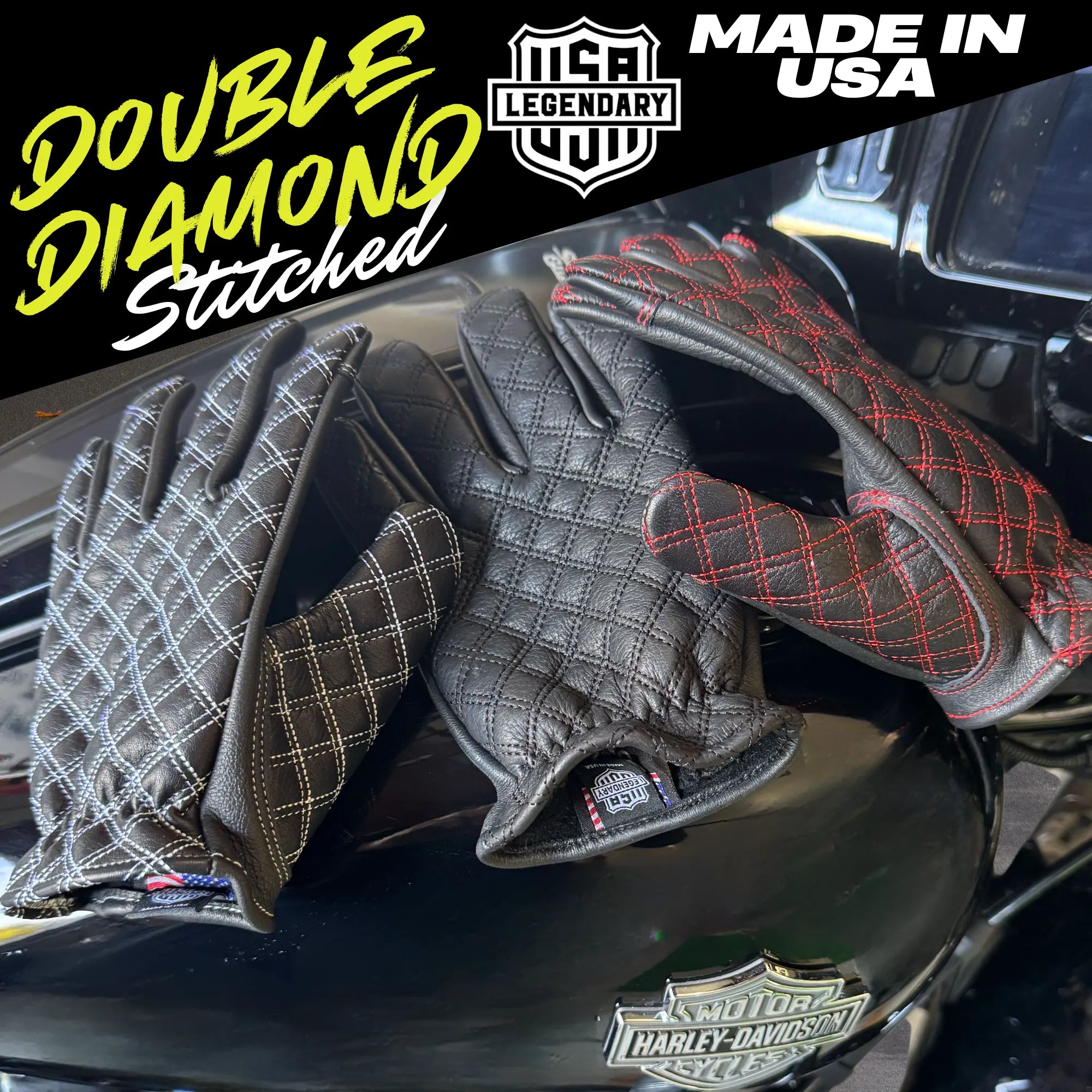 Legendary Double-Diamond Stitched Deerskin Short Wrist Touchscreen Gloves