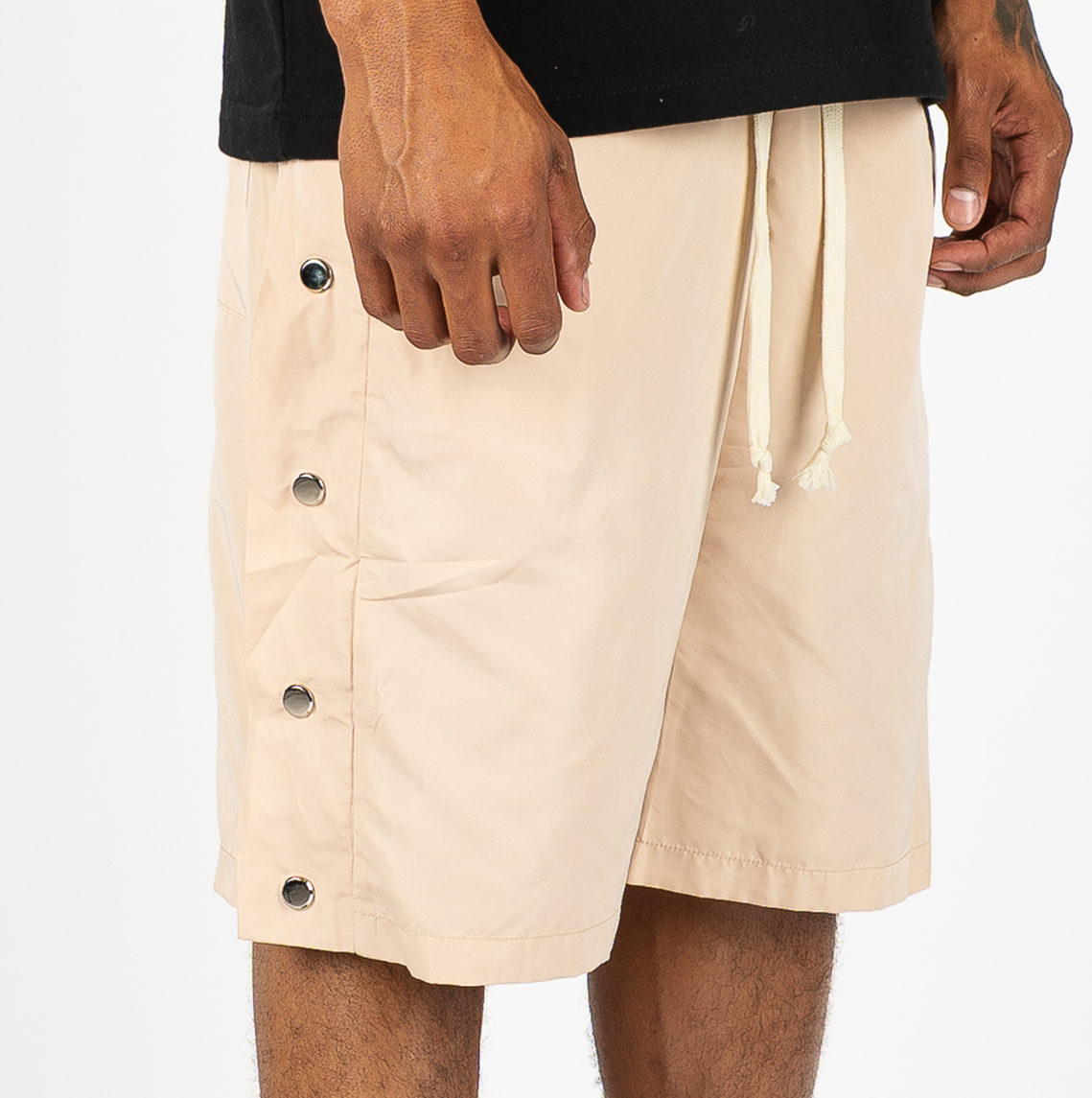 Side Snap Shorts in Khaki