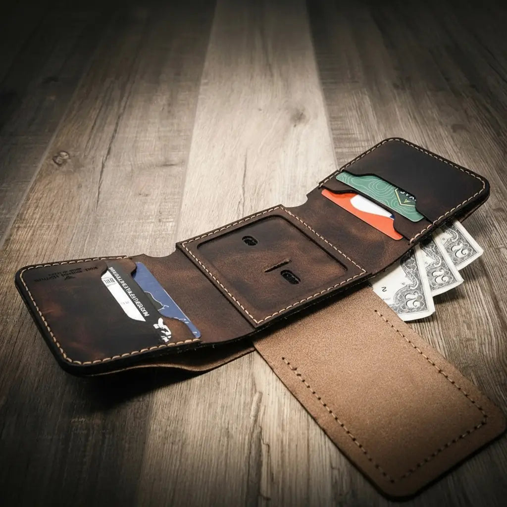 Police Badge Trifold Wallet by Bull Sheath Leather
