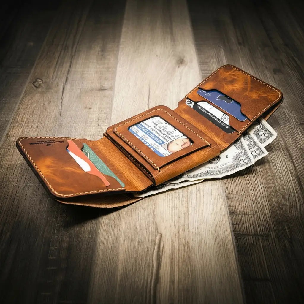 Police Badge Trifold Wallet by Bull Sheath Leather