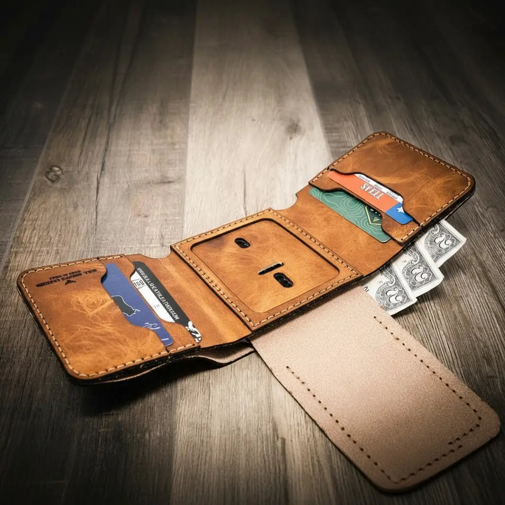 Police Badge Trifold Wallet by Bull Sheath Leather