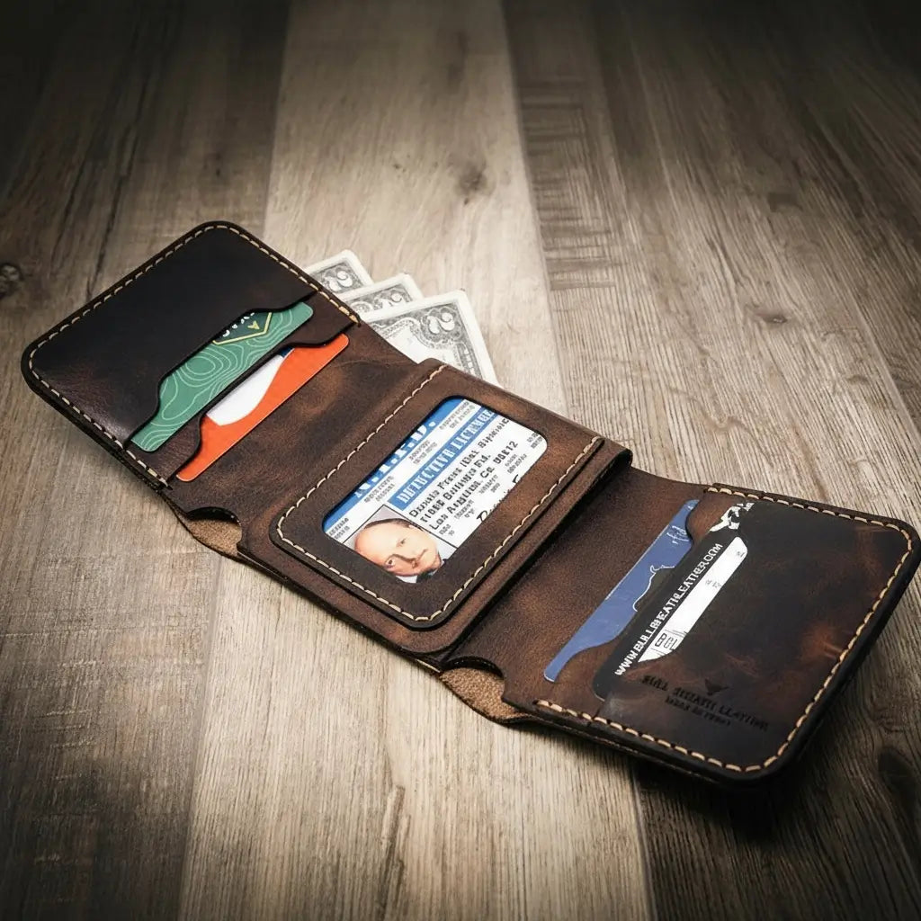 Police Badge Trifold Wallet by Bull Sheath Leather