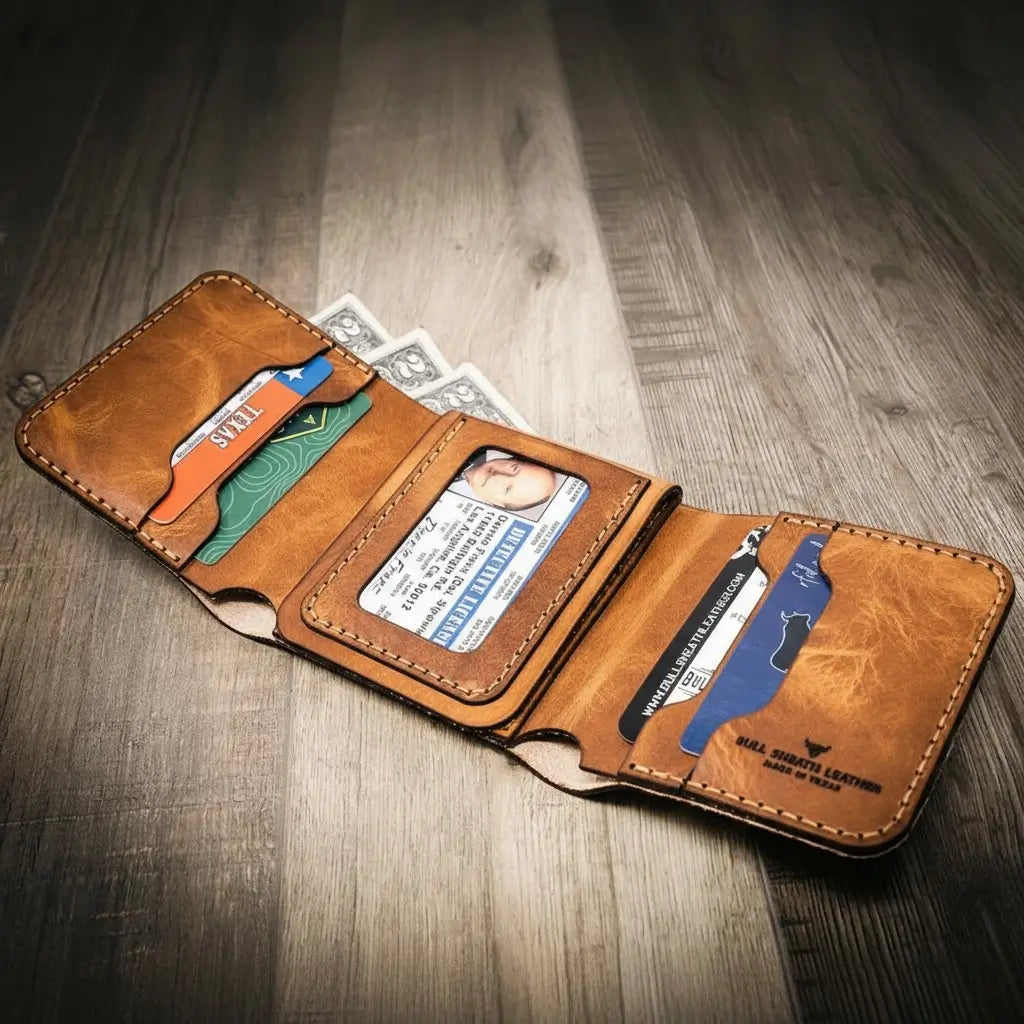Police Badge Trifold Wallet by Bull Sheath Leather