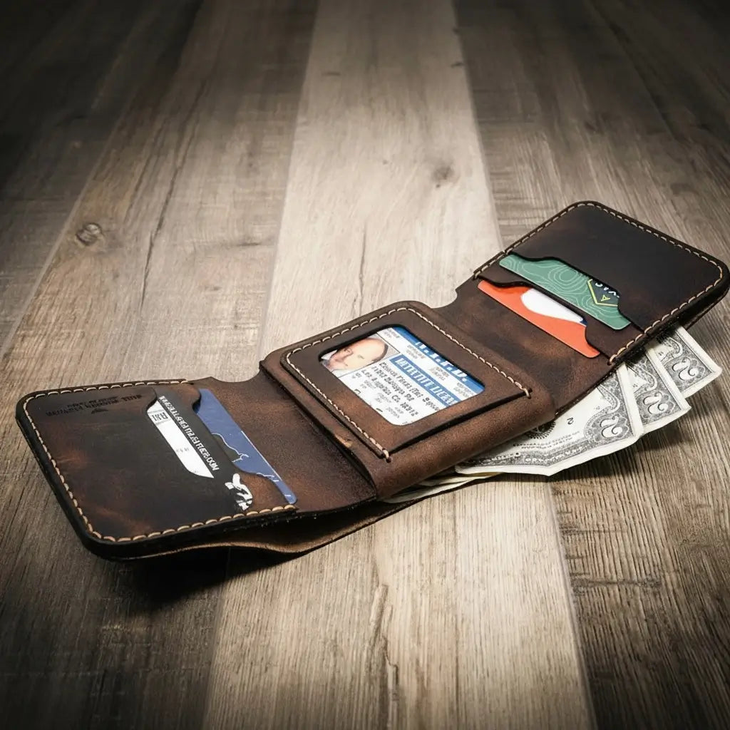 Police Badge Trifold Wallet by Bull Sheath Leather