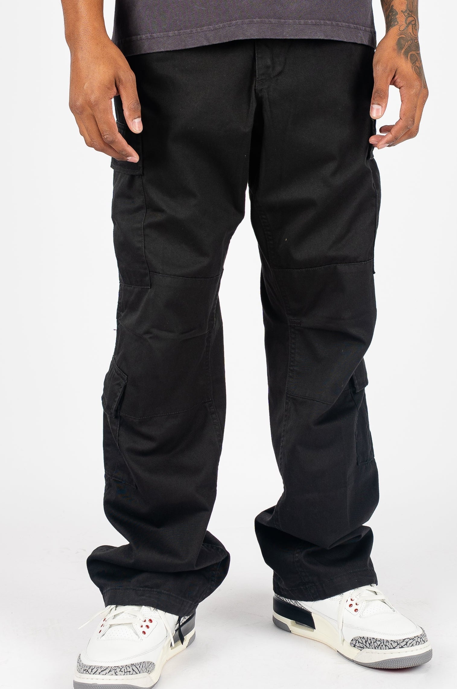 Vintage Cargo Fatigue Pants in Black