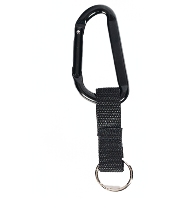 Jumbo Carabiner with Web Strap Key Ring in Black