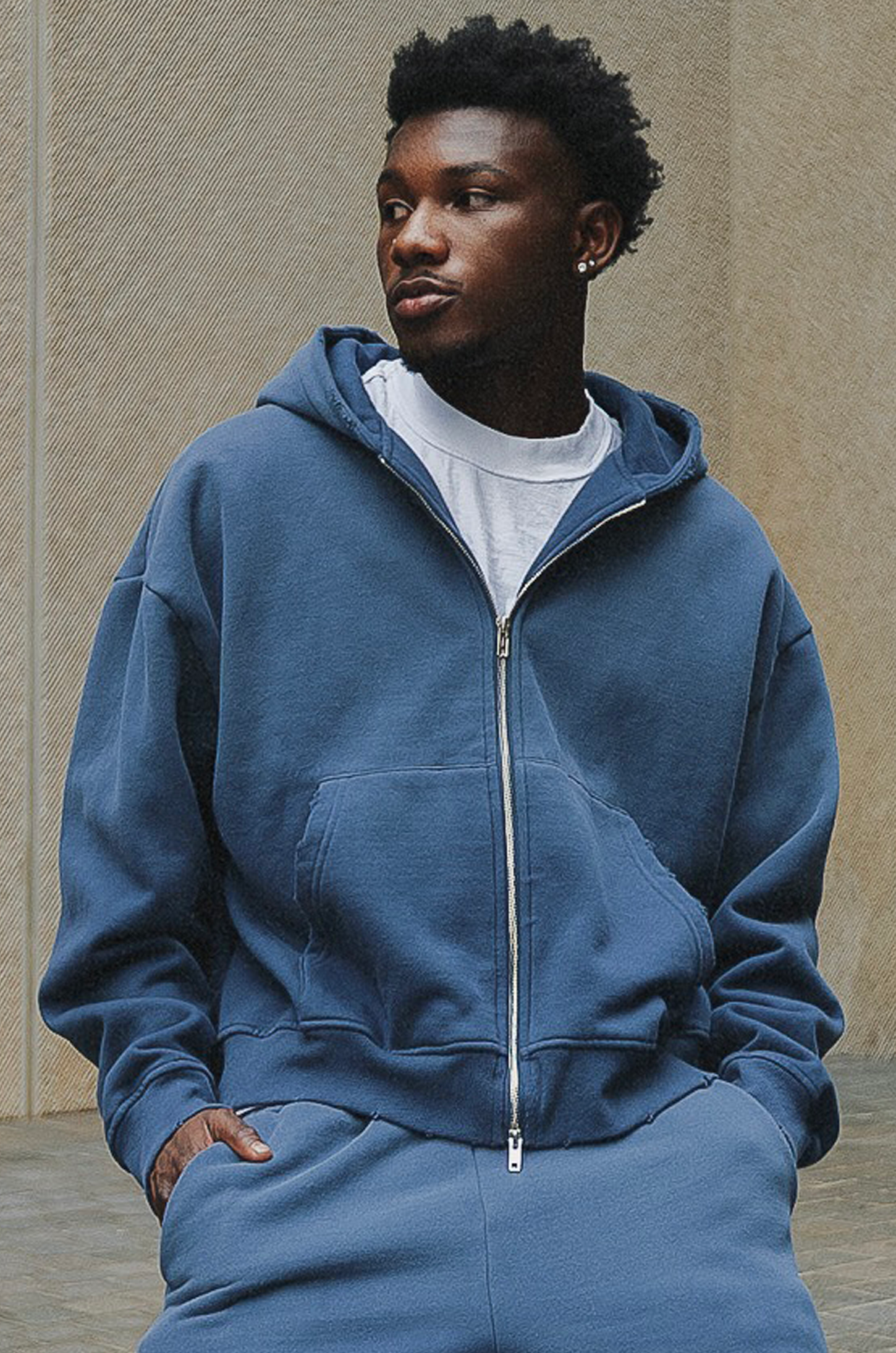 Weathered Zip Up Hoodie