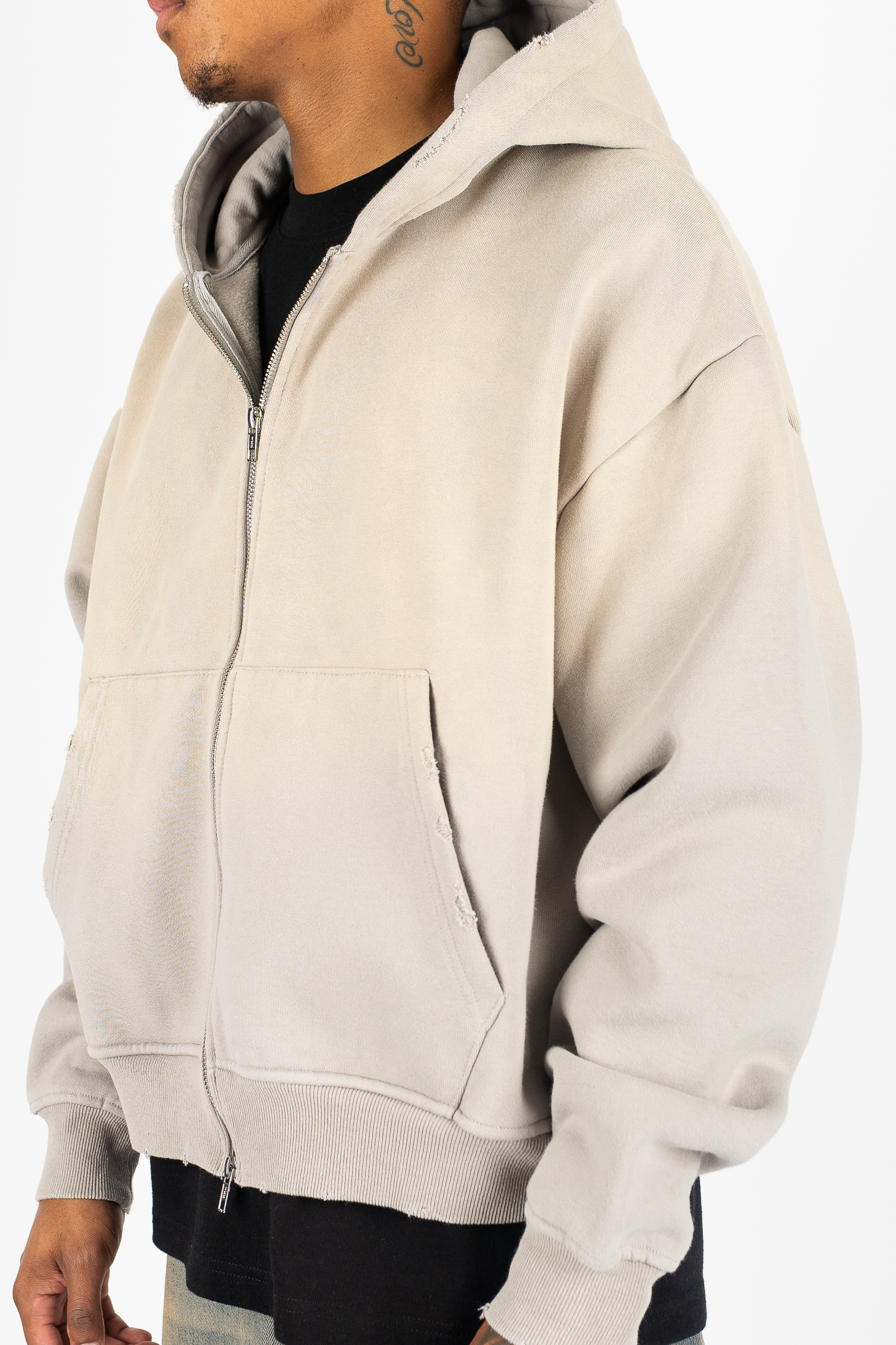 Weathered Zip Up Hoodie