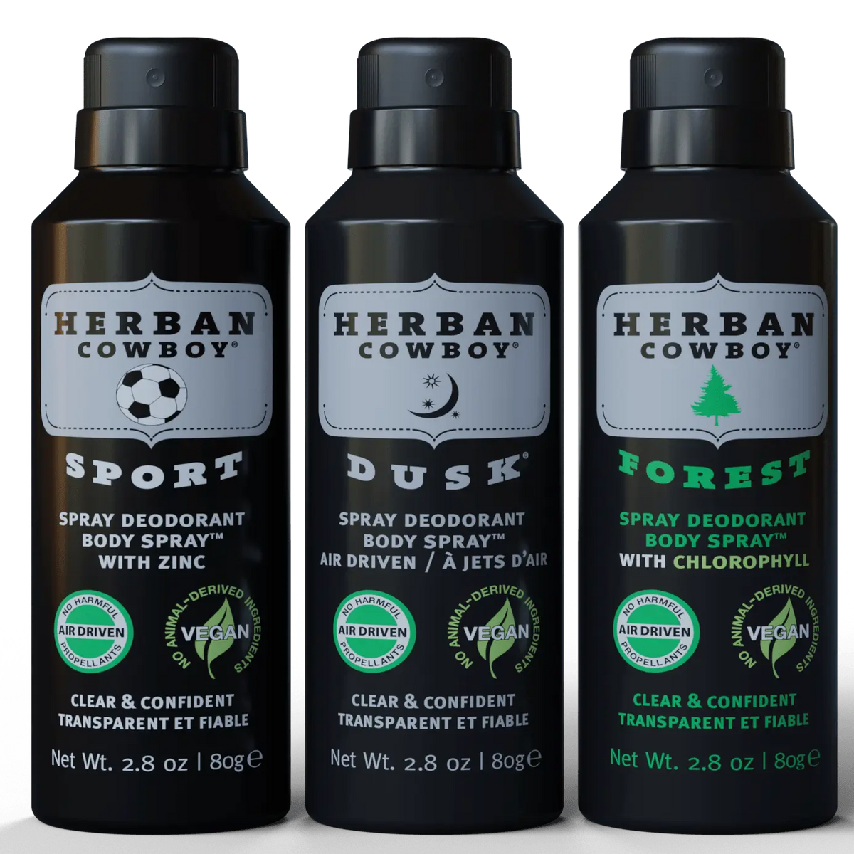 3-pc Body Deodorant Spray Bundle by Herban Cowboy