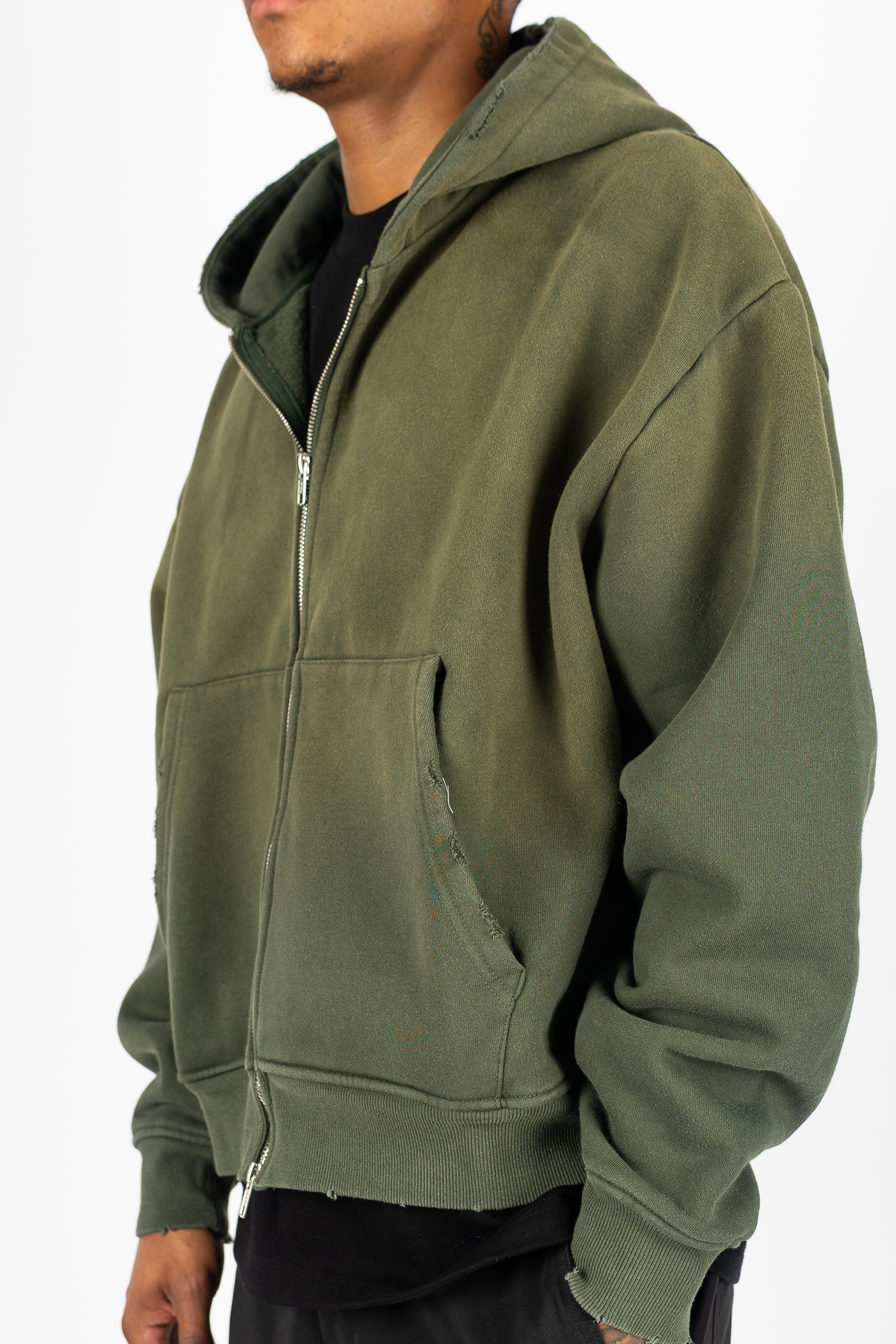 Weathered Zip Up Hoodie