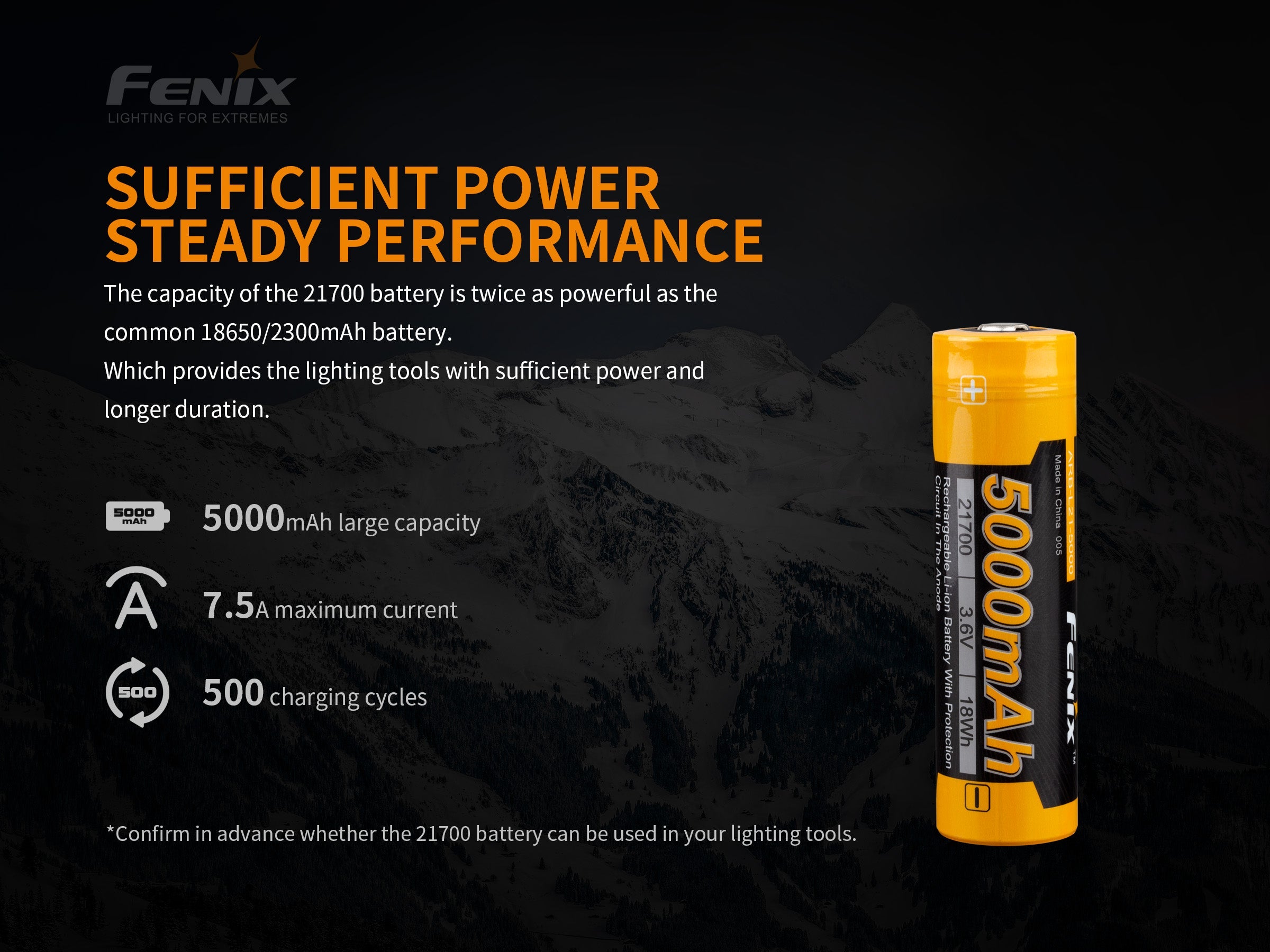 Fenix ARB-L21-5000 V2 Rechargeable 21700 Rechargeable Battery