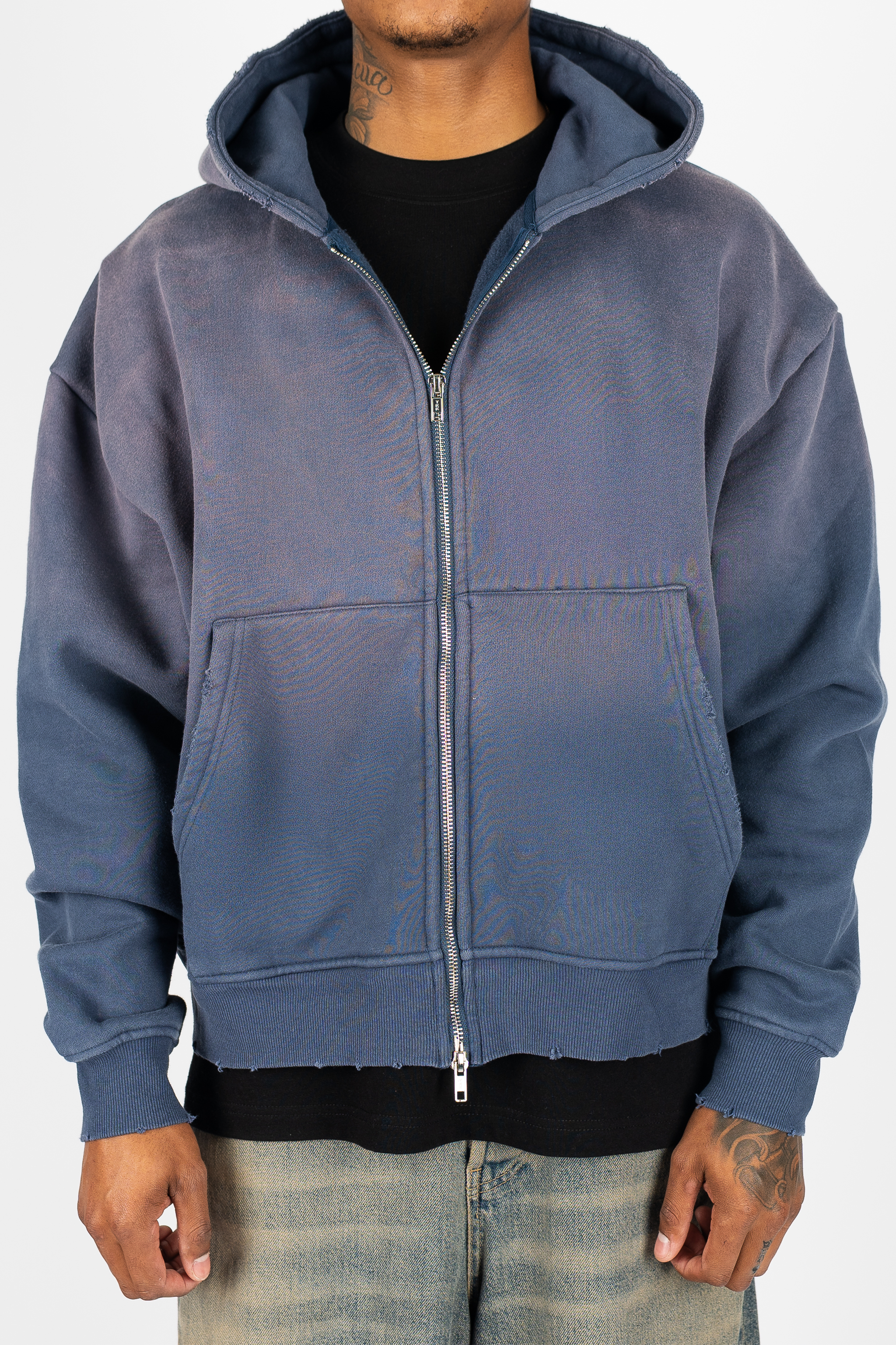 Weathered Zip Up Hoodie