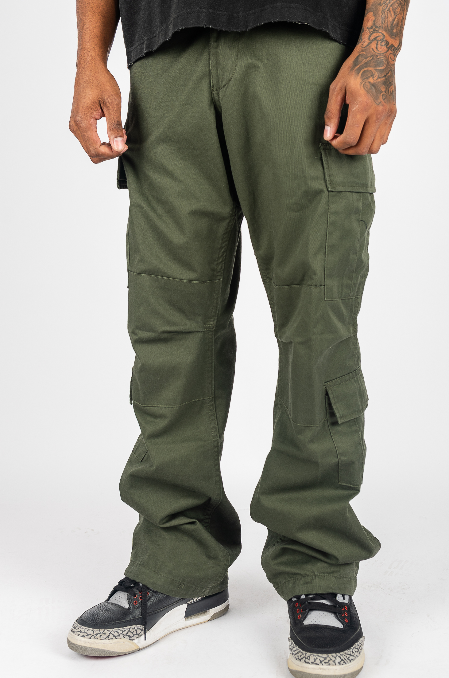 Vintage Cargo Fatigue Pants in Olive Green