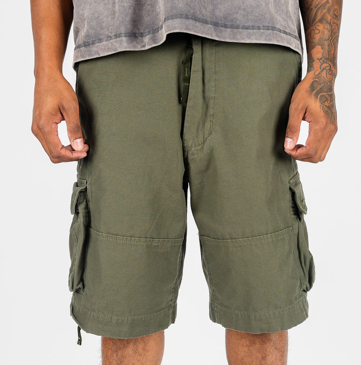 Vintage Utility Cargo Shorts in Olive Green