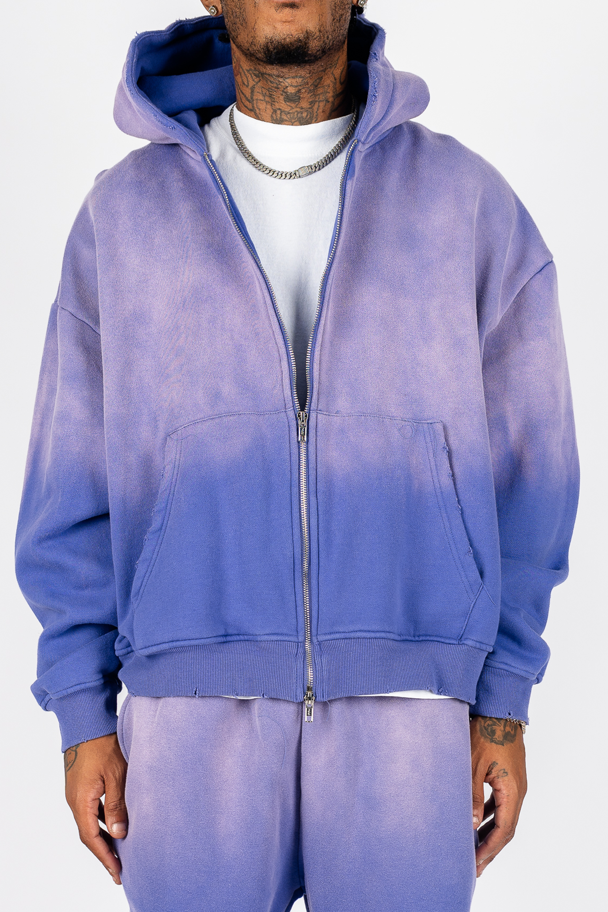 Weathered Zip Up Hoodie