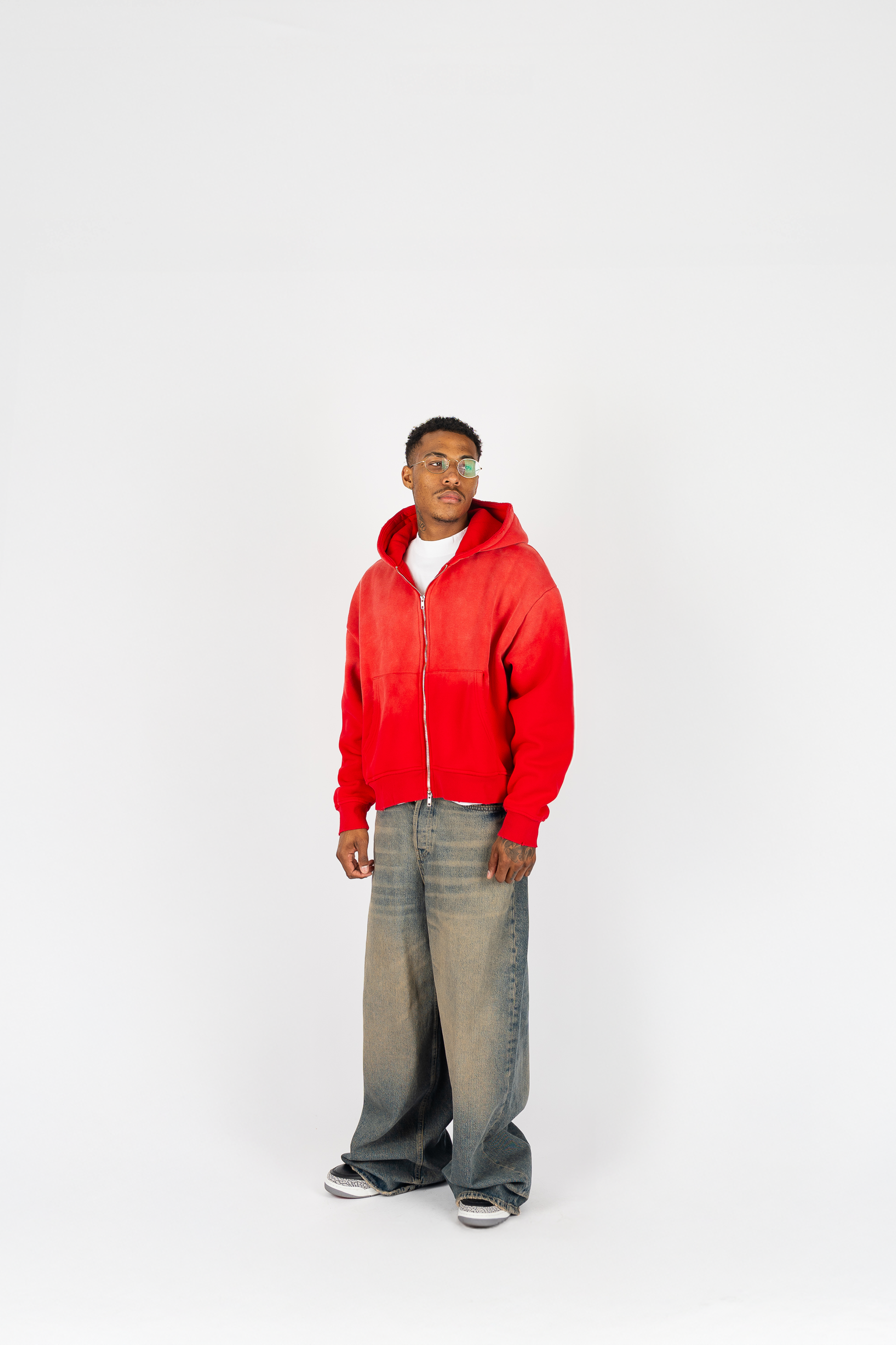 Weathered Zip Up Hoodie