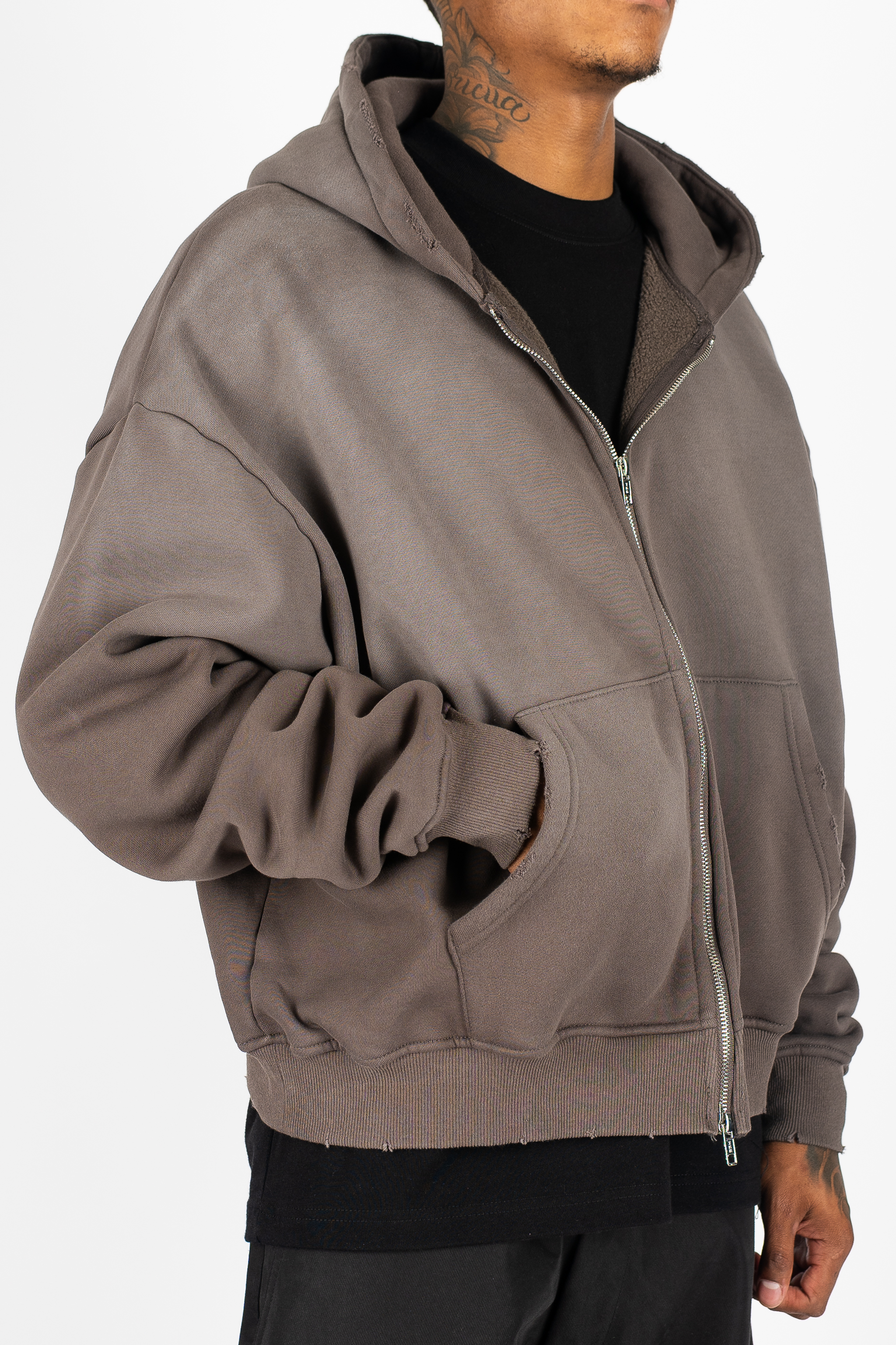 Weathered Zip Up Hoodie