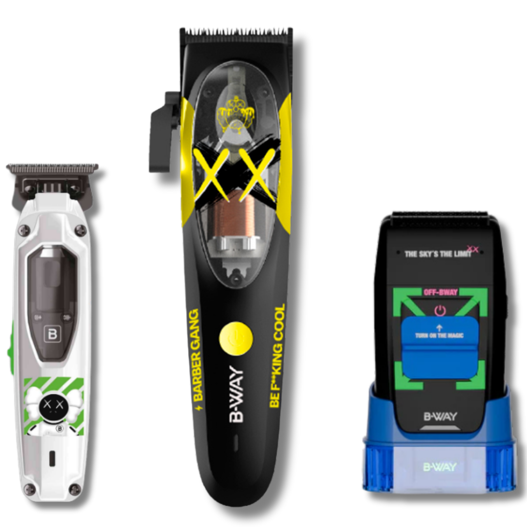 B-Way B10K Clipper, T-Pro Trimmer, Off-Shaver Black - 3 in 1 Set