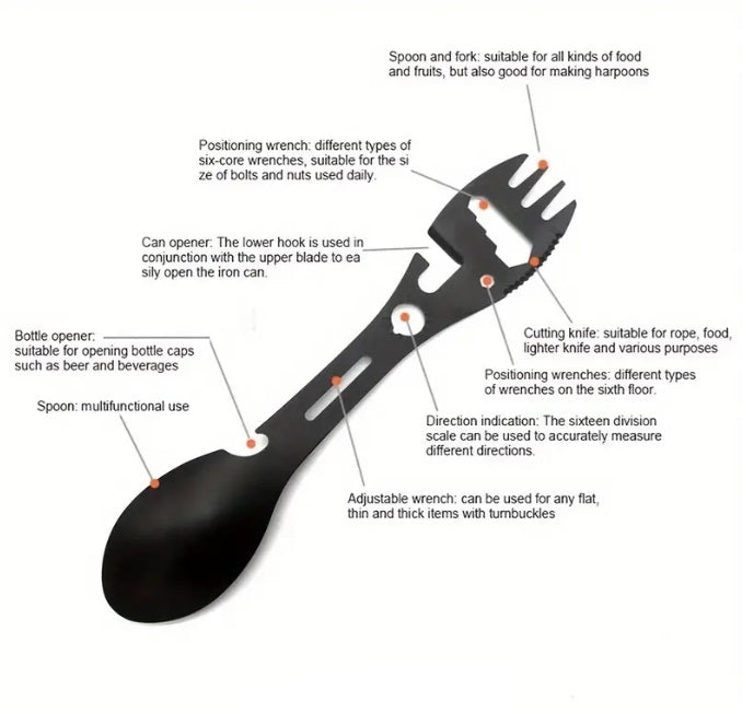 Ely Spork - Spoon, Fork, Knife Edge, Wrench, Bottle Opener