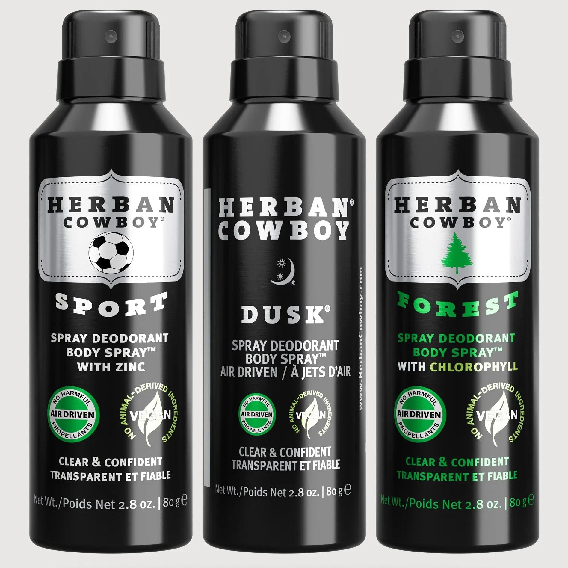 3-pc Body Deodorant Spray Bundle by Herban Cowboy