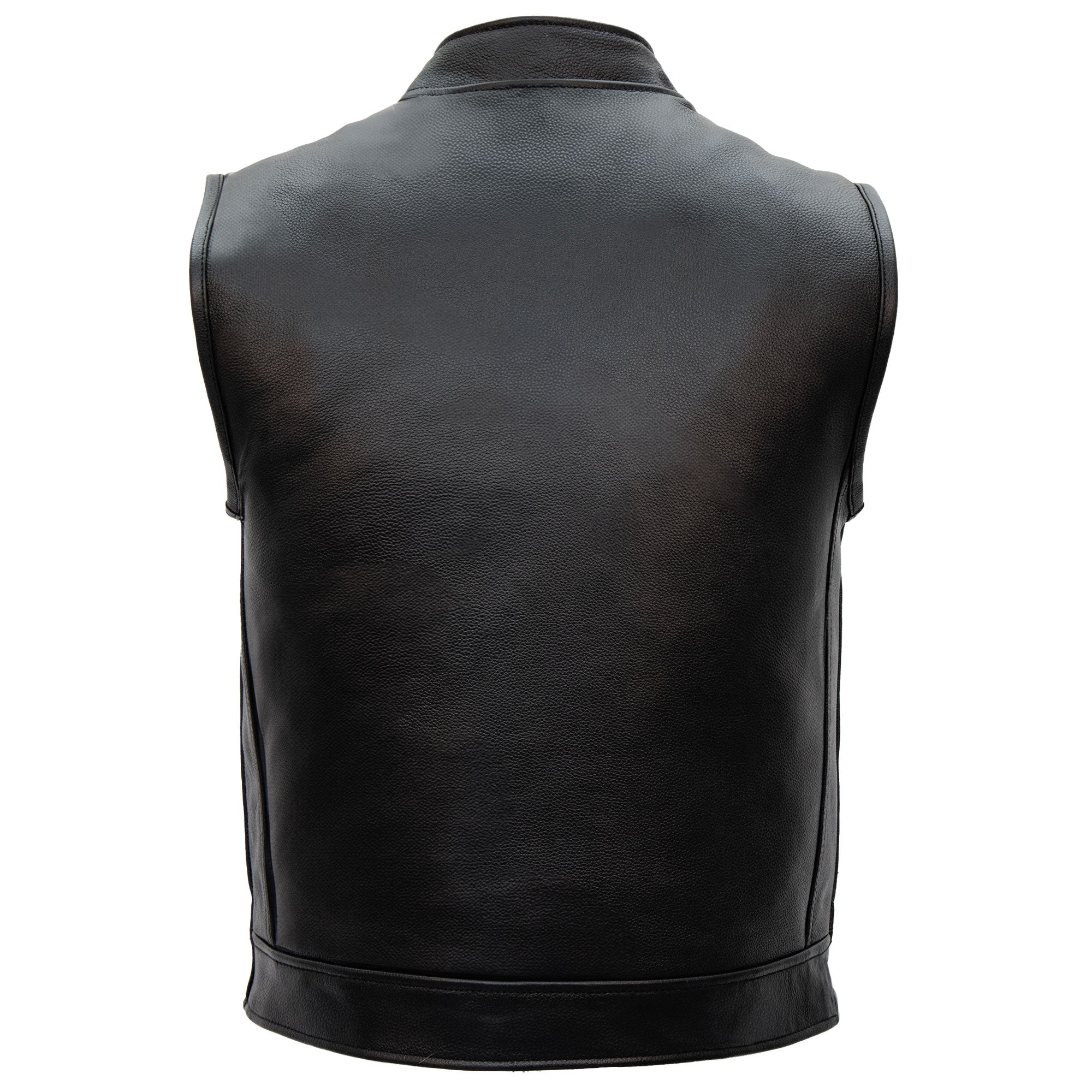 Hot Leathers VSM1060 Men's Black 'Flannel Red' Motorcycle Club Style Conceal and Carry Leather Biker Vest