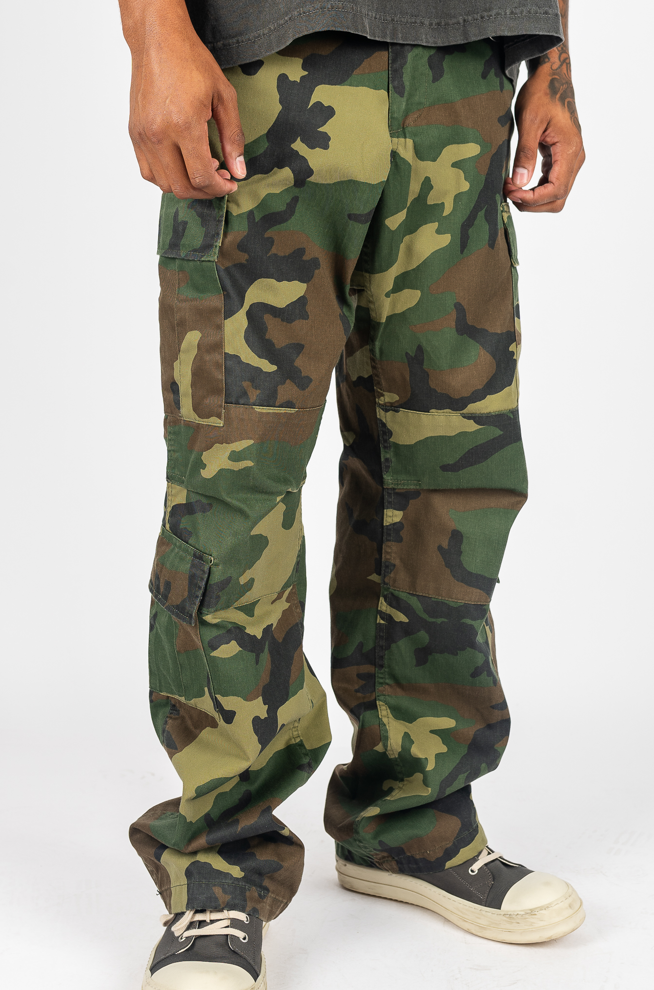 Vintage Cargo Fatigue Pants in Woodland Camo