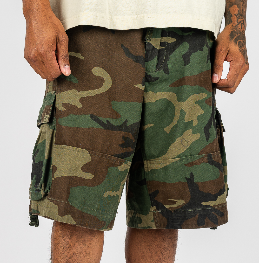 Vintage Utility Cargo Shorts in Woodland Camo