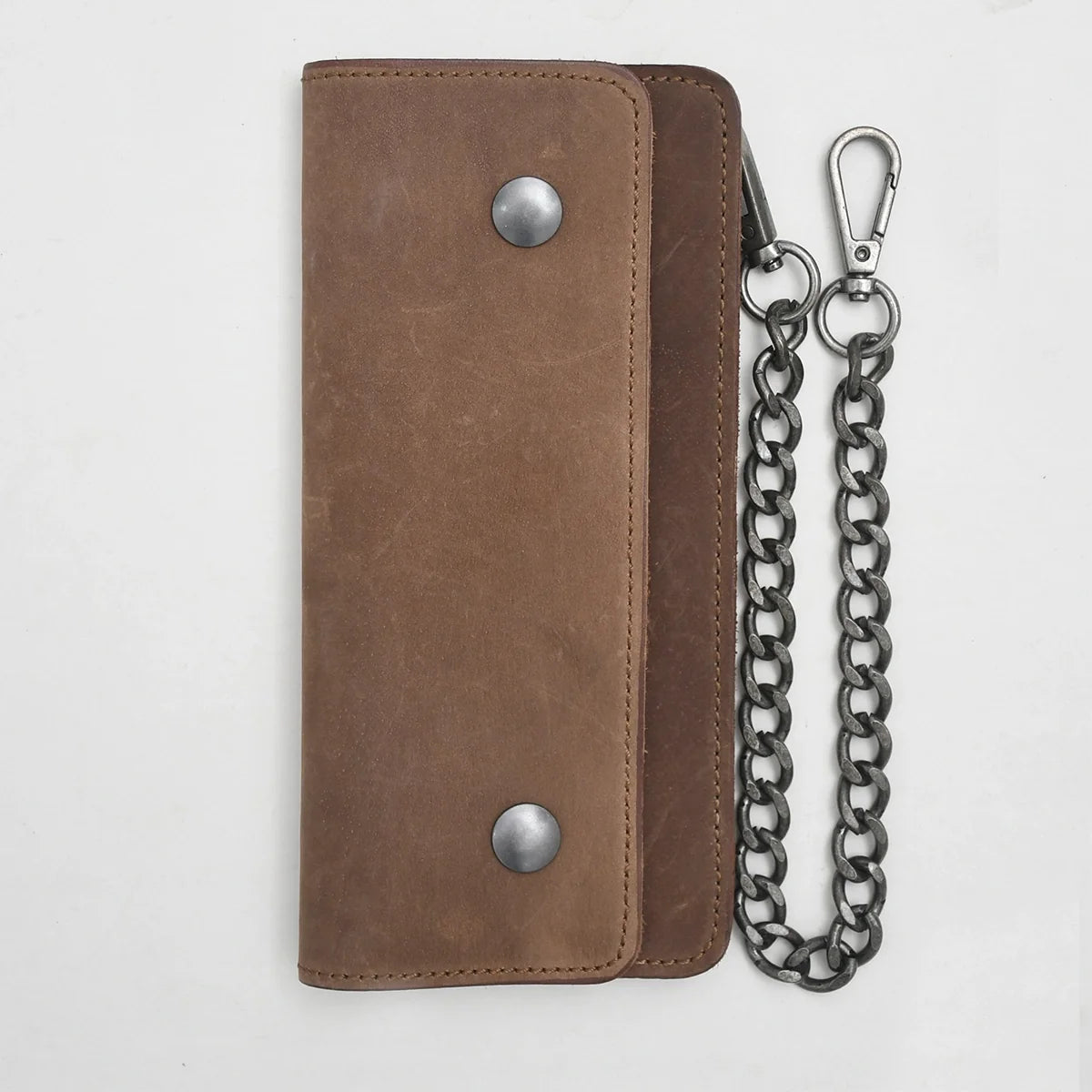 Large Vegetable Tanned Leather trucker Wallet with Chain
