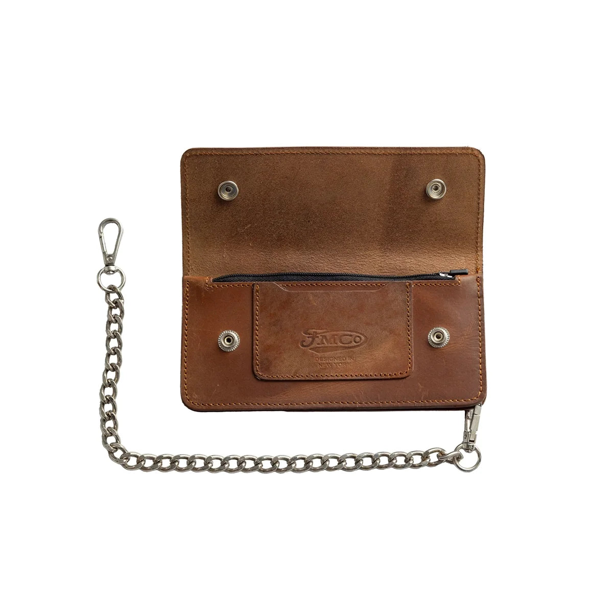 Large Vegetable Tanned Leather trucker Wallet with Chain