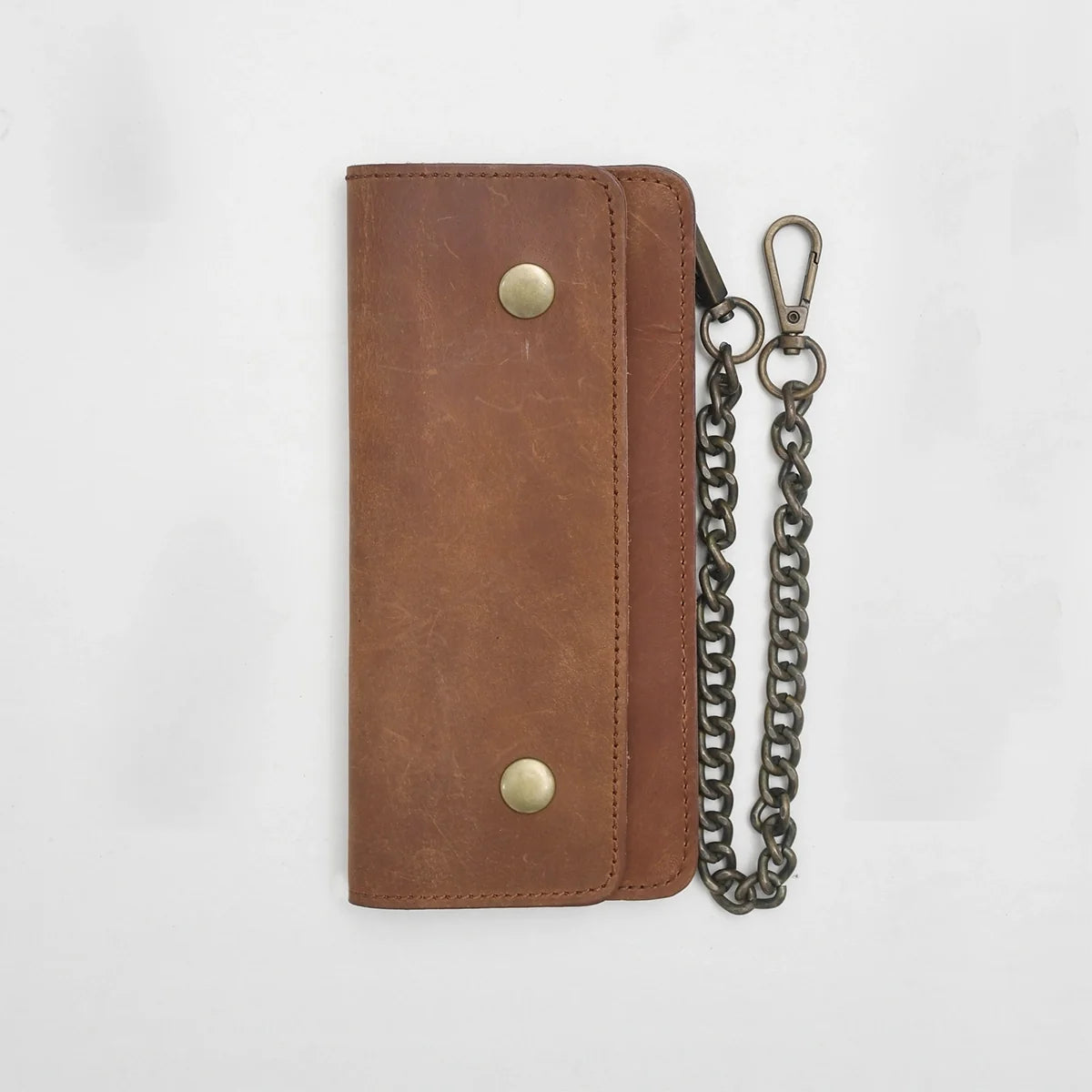 Large Vegetable Tanned Leather trucker Wallet with Chain