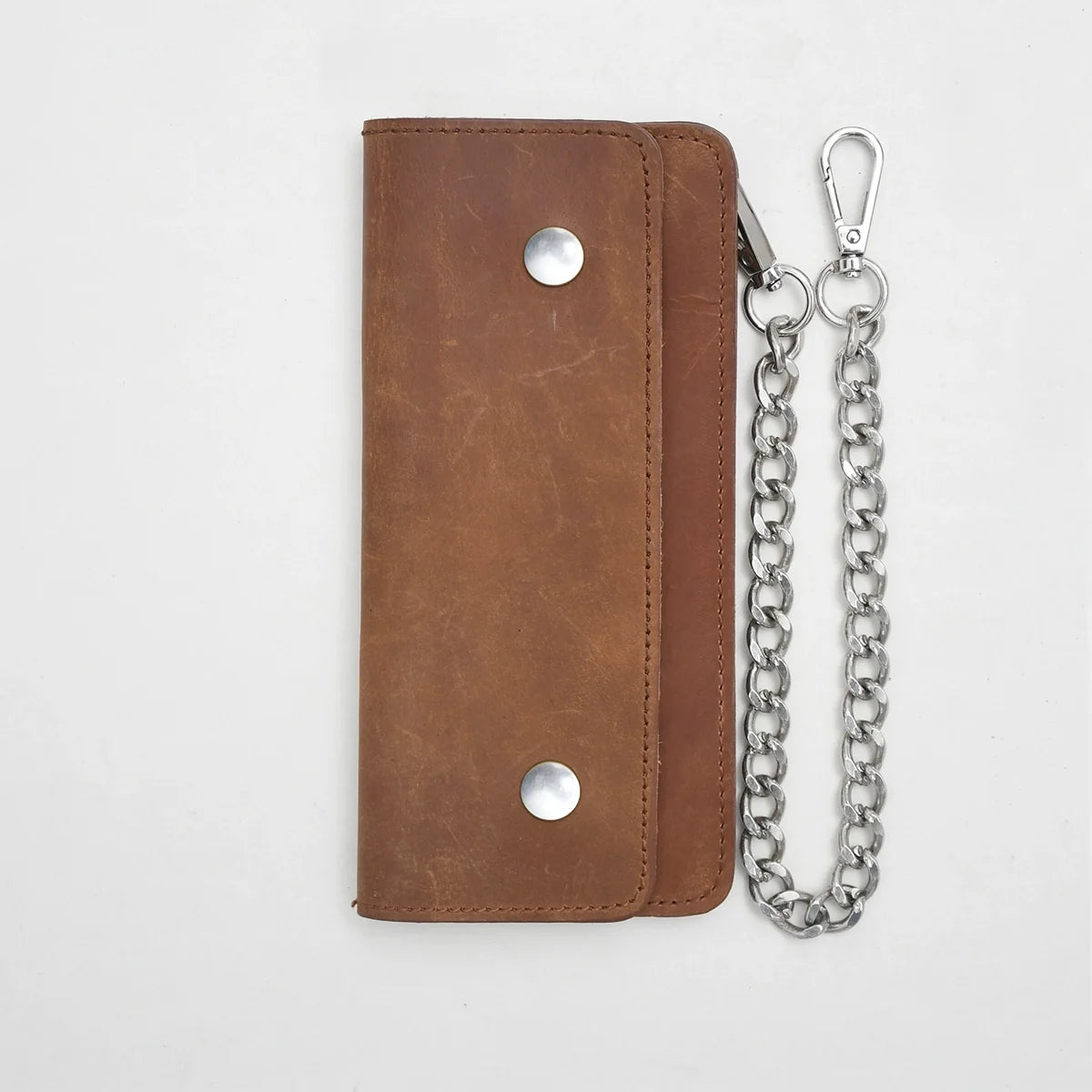 Large Vegetable Tanned Leather trucker Wallet with Chain