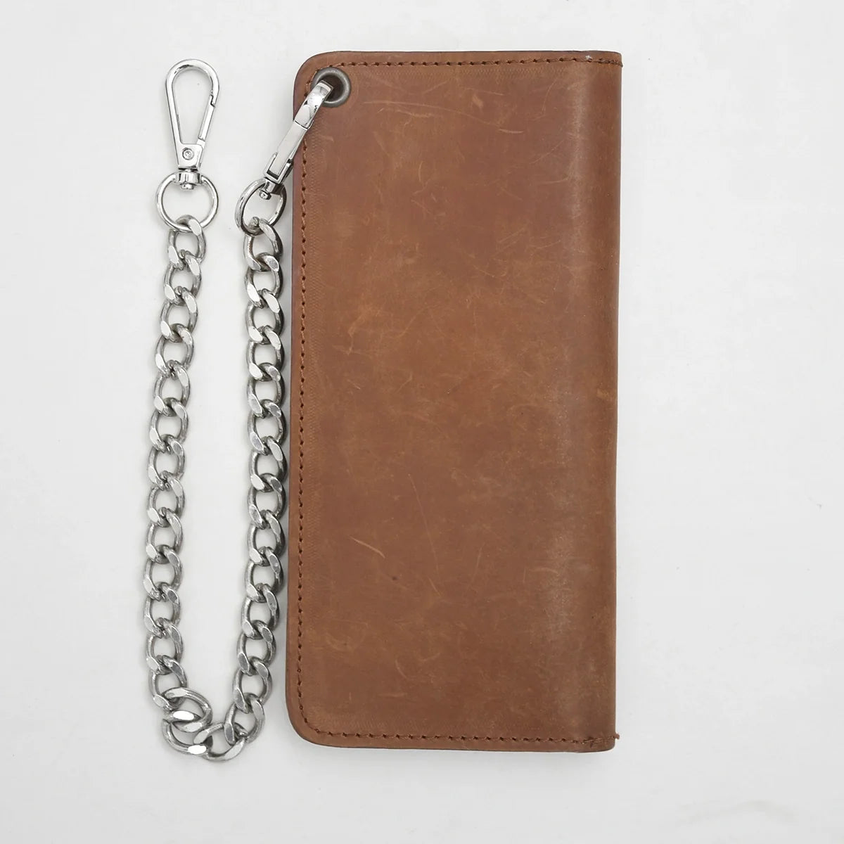 Large Vegetable Tanned Leather trucker Wallet with Chain